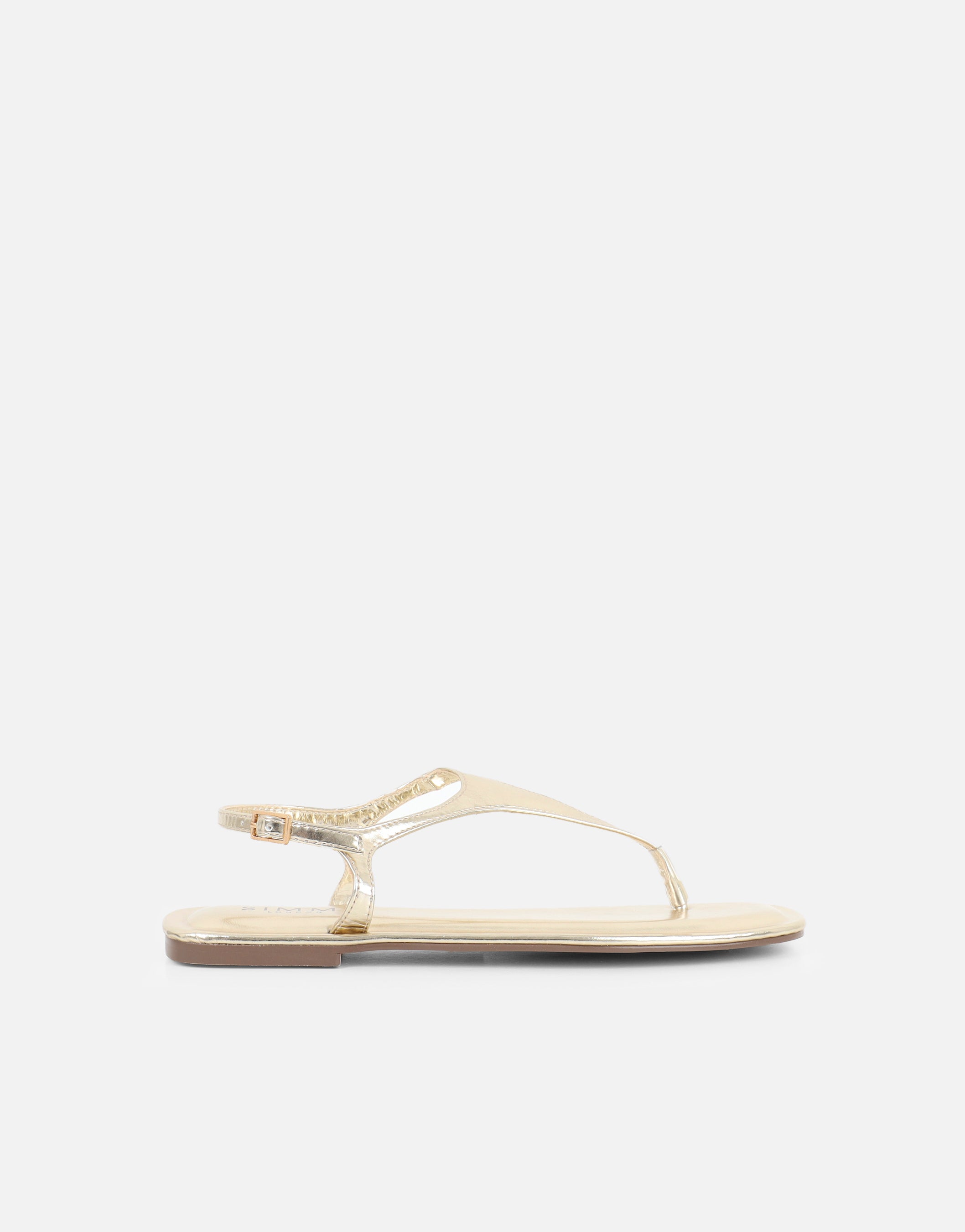 Perry Gold Metallic Toe Thong Flat Sandals | SIMMI London