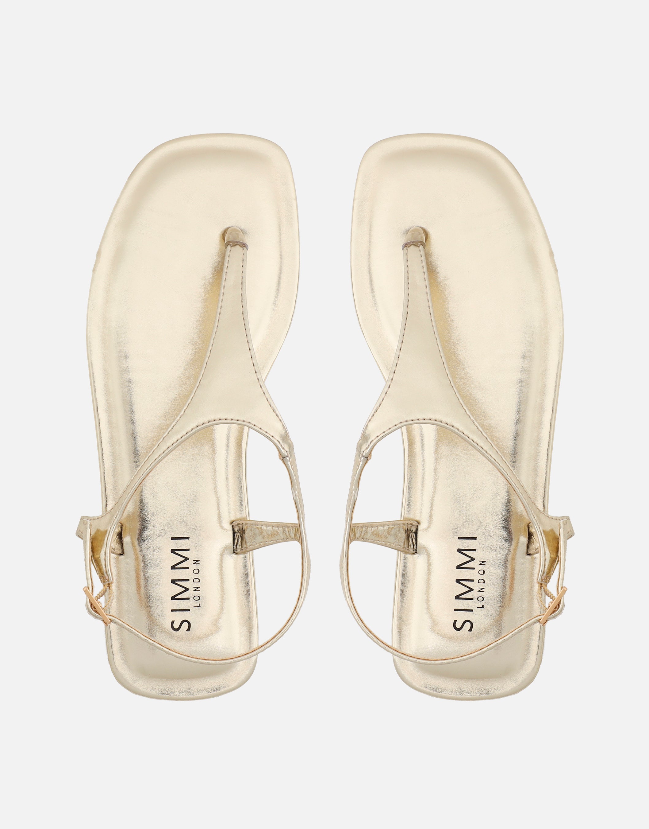 Perry Gold Metallic Toe Thong Flat Sandals | SIMMI London