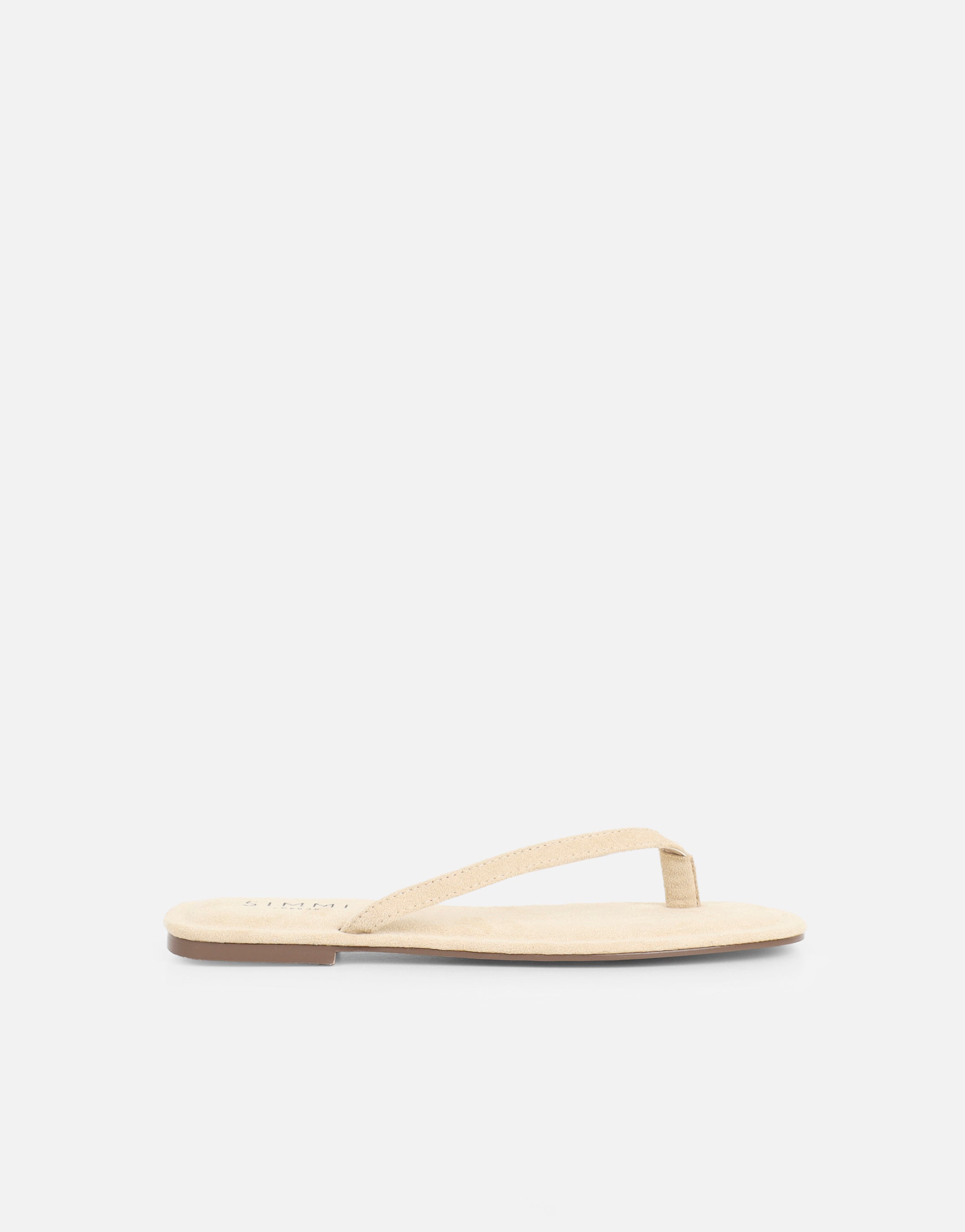 Kima Beige Suede Flat Sandals | SIMMI London