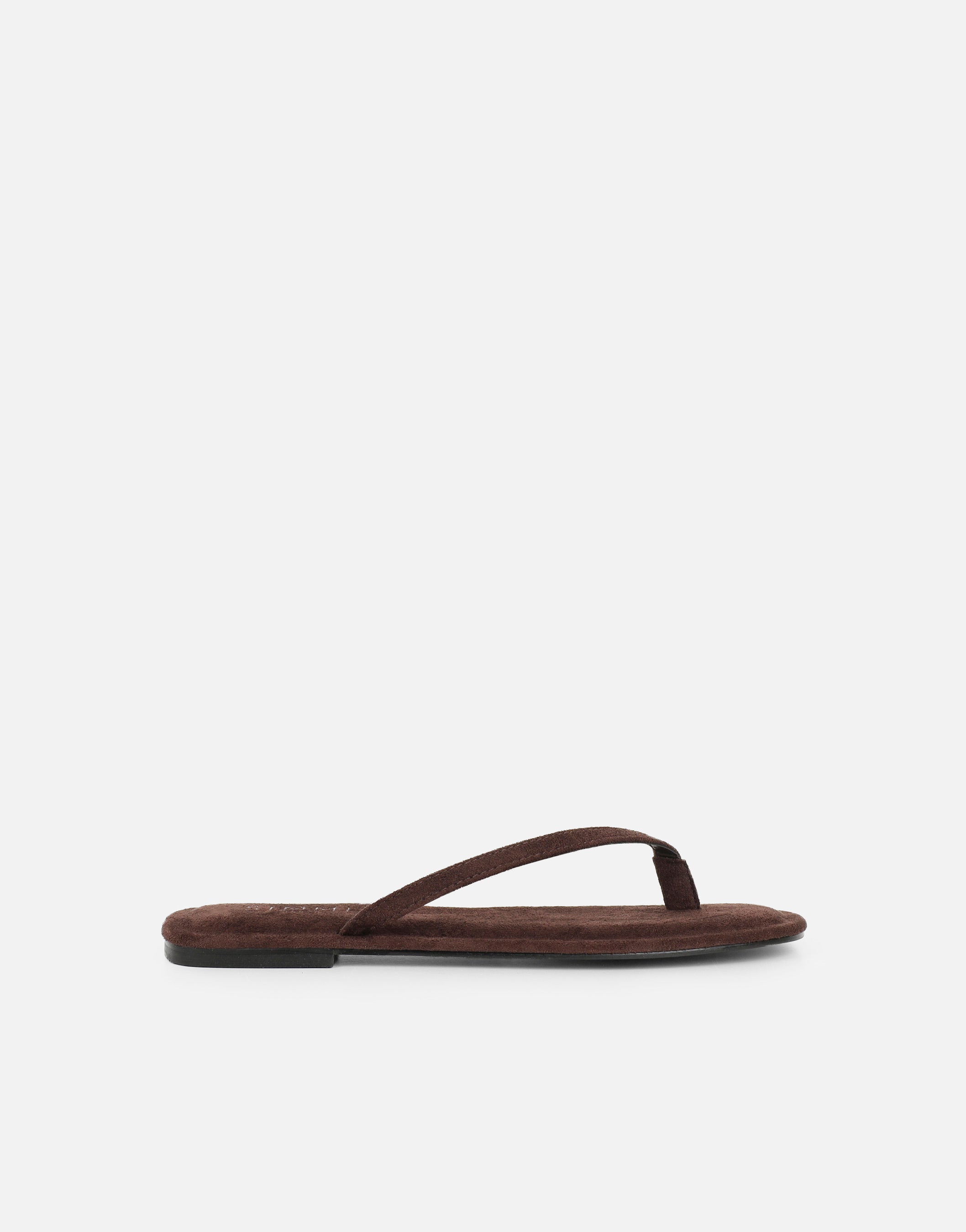 Kima Brown Suede Flat Sandals | SIMMI London