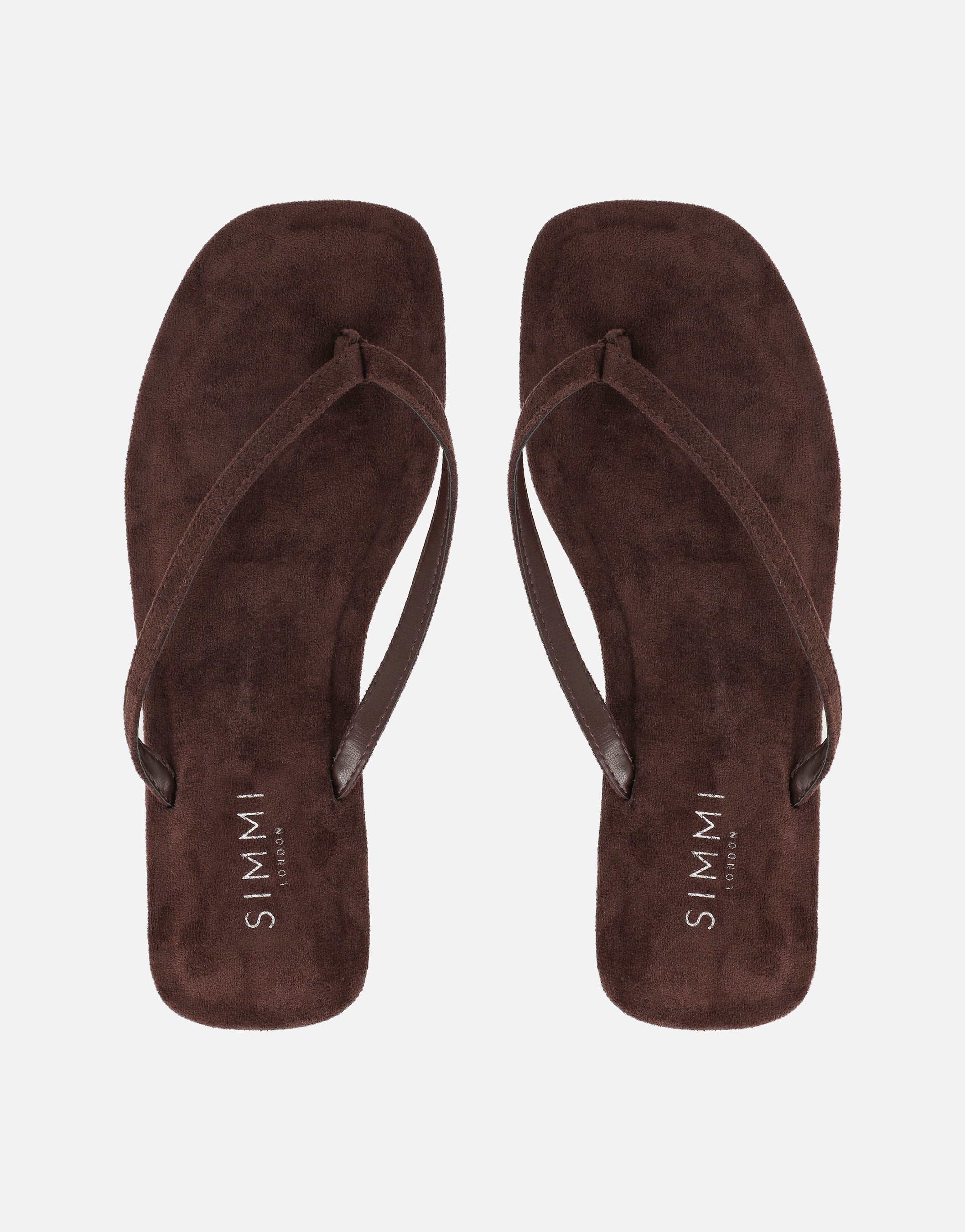 Kima Brown Suede Flat Sandals | SIMMI London