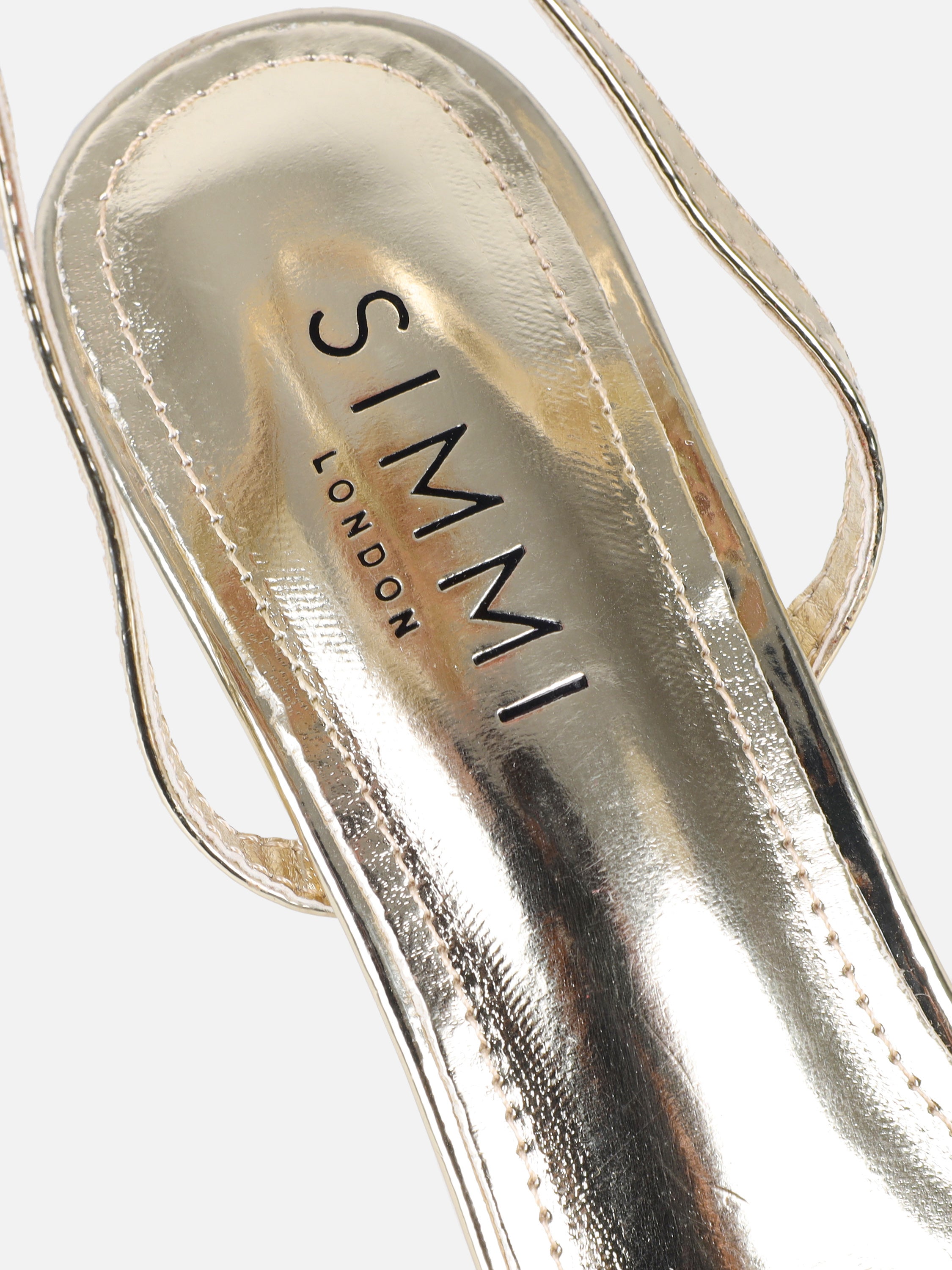 Polly Gold Mirror Flower Detail Heeled Sandals | SIMMI London