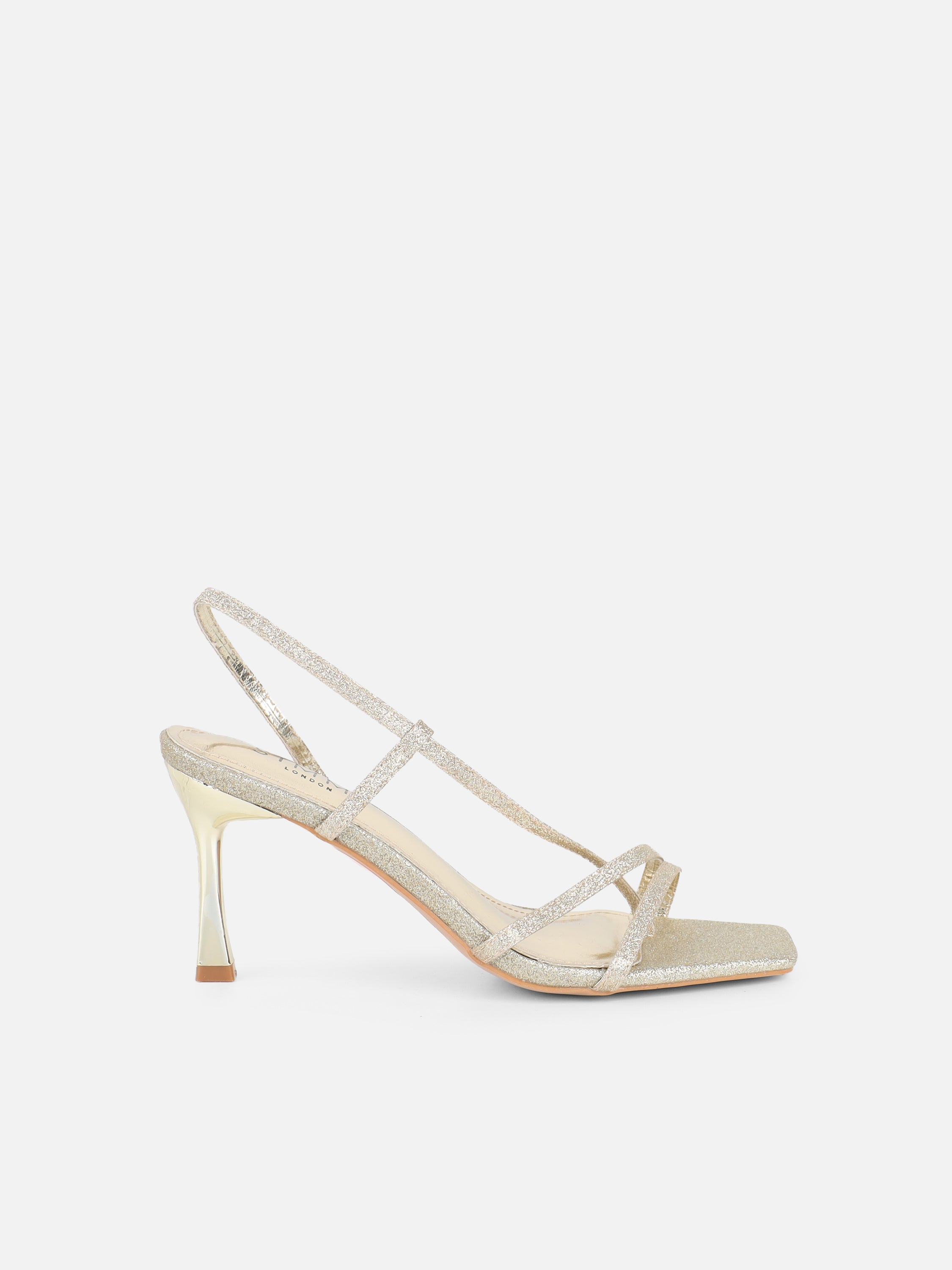 Pollis Gold Glitter Strappy Heeled Sandals | SIMMI London