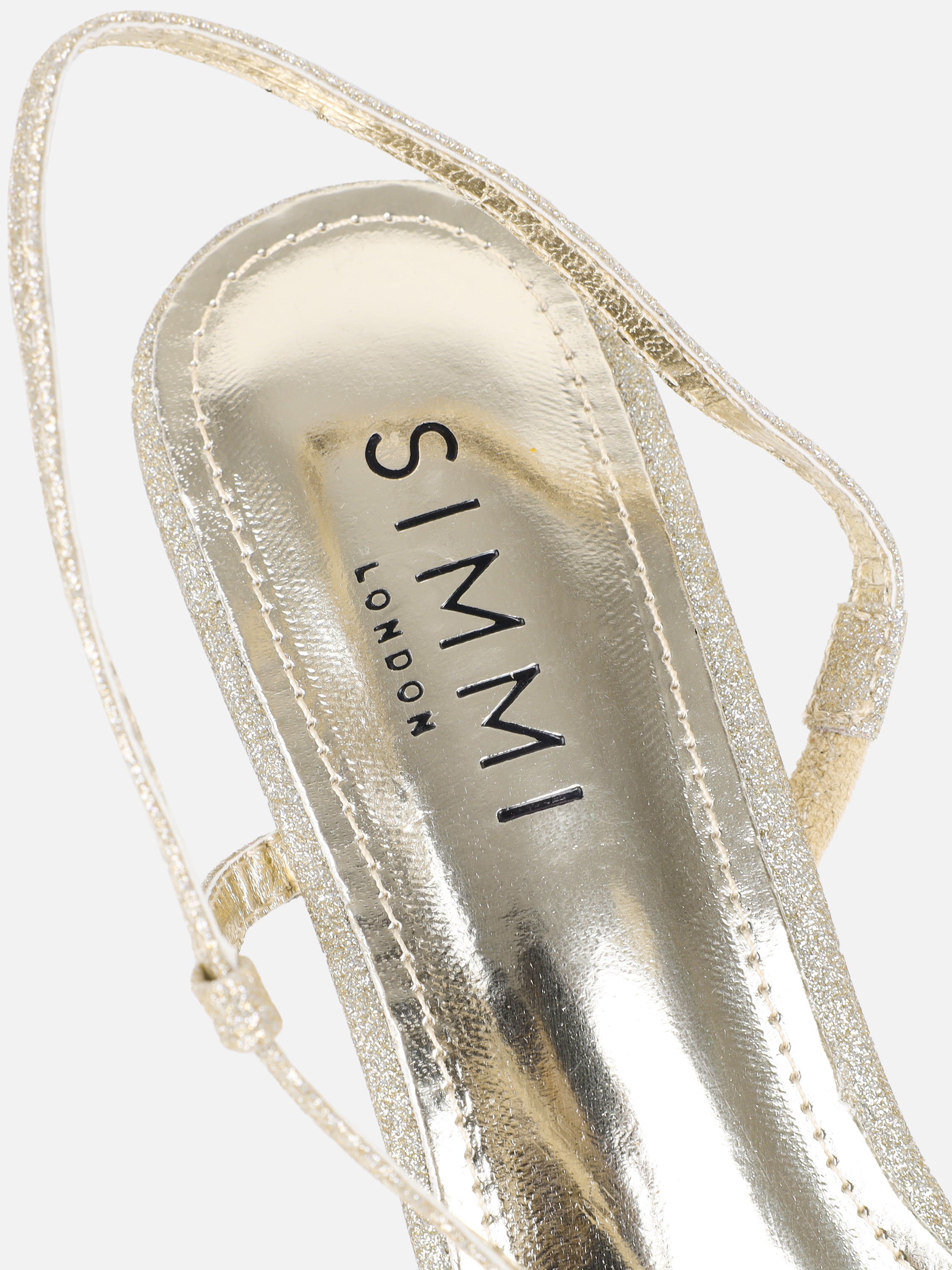 Pollis Gold Glitter Strappy Heeled Sandals | SIMMI London