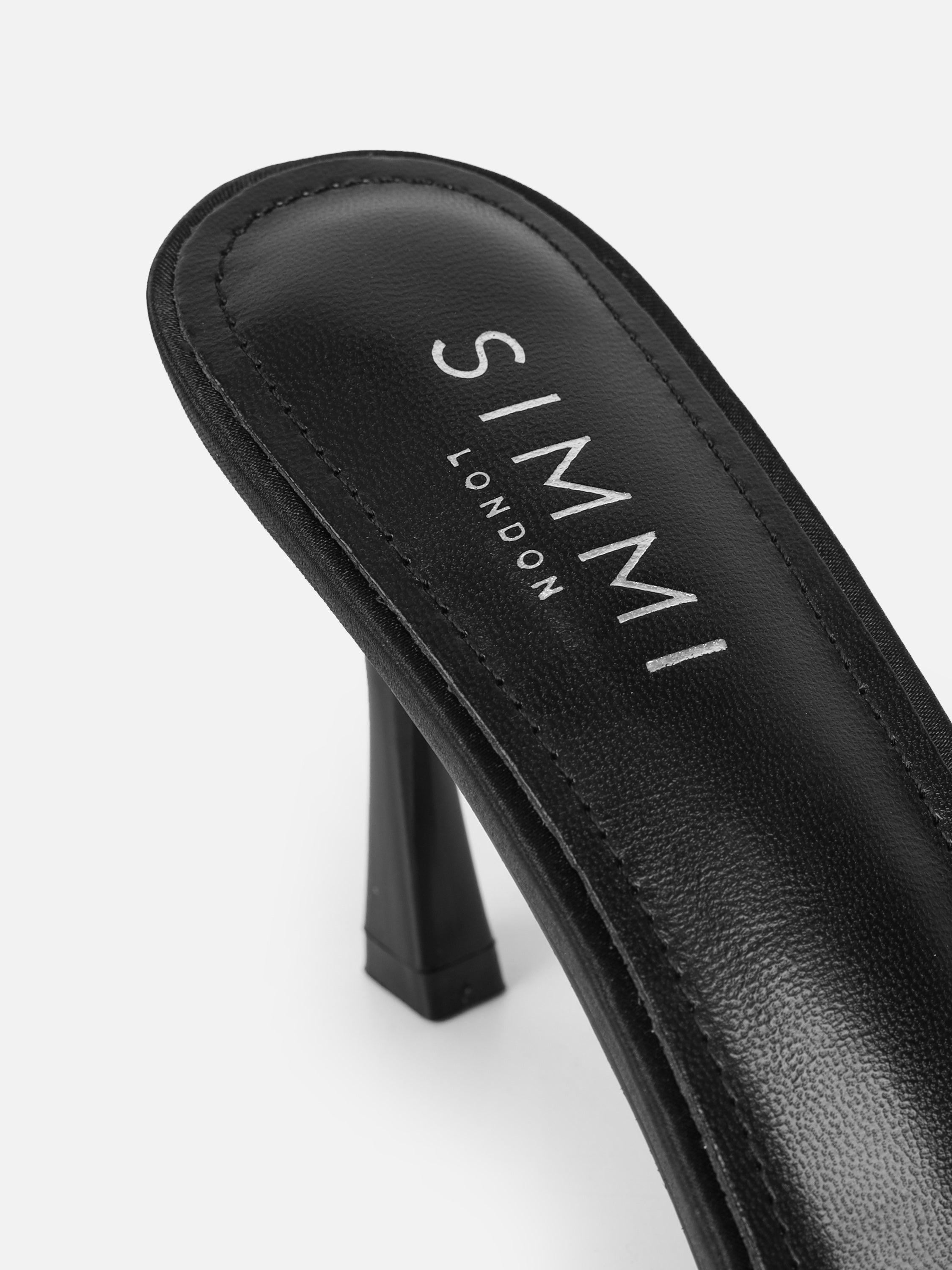 Polen Black Satin Bow Detail Mules | SIMMI London