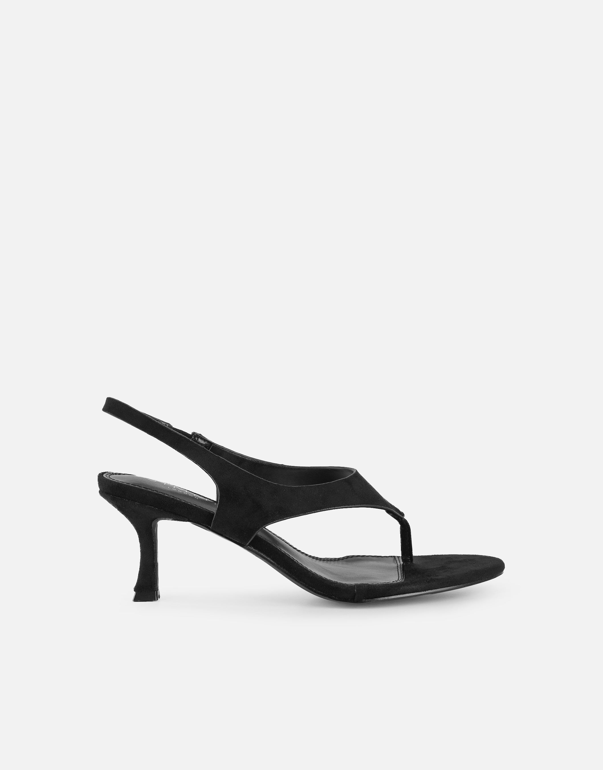 Raneece Black Suede Toe Thong Heeled Sandals | SIMMI London