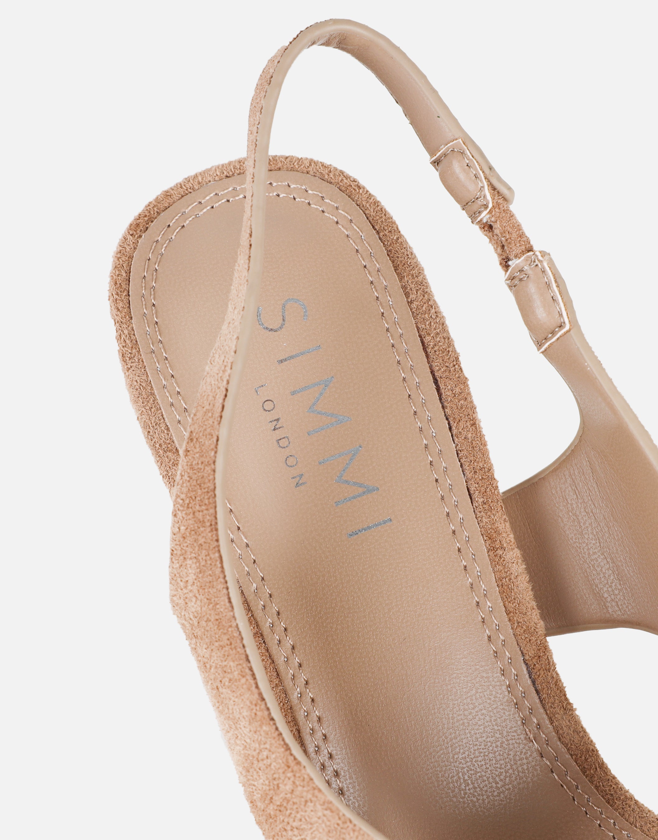 Raneece Dark Beige Suede Toe Thong Heeled Sandals | SIMMI London