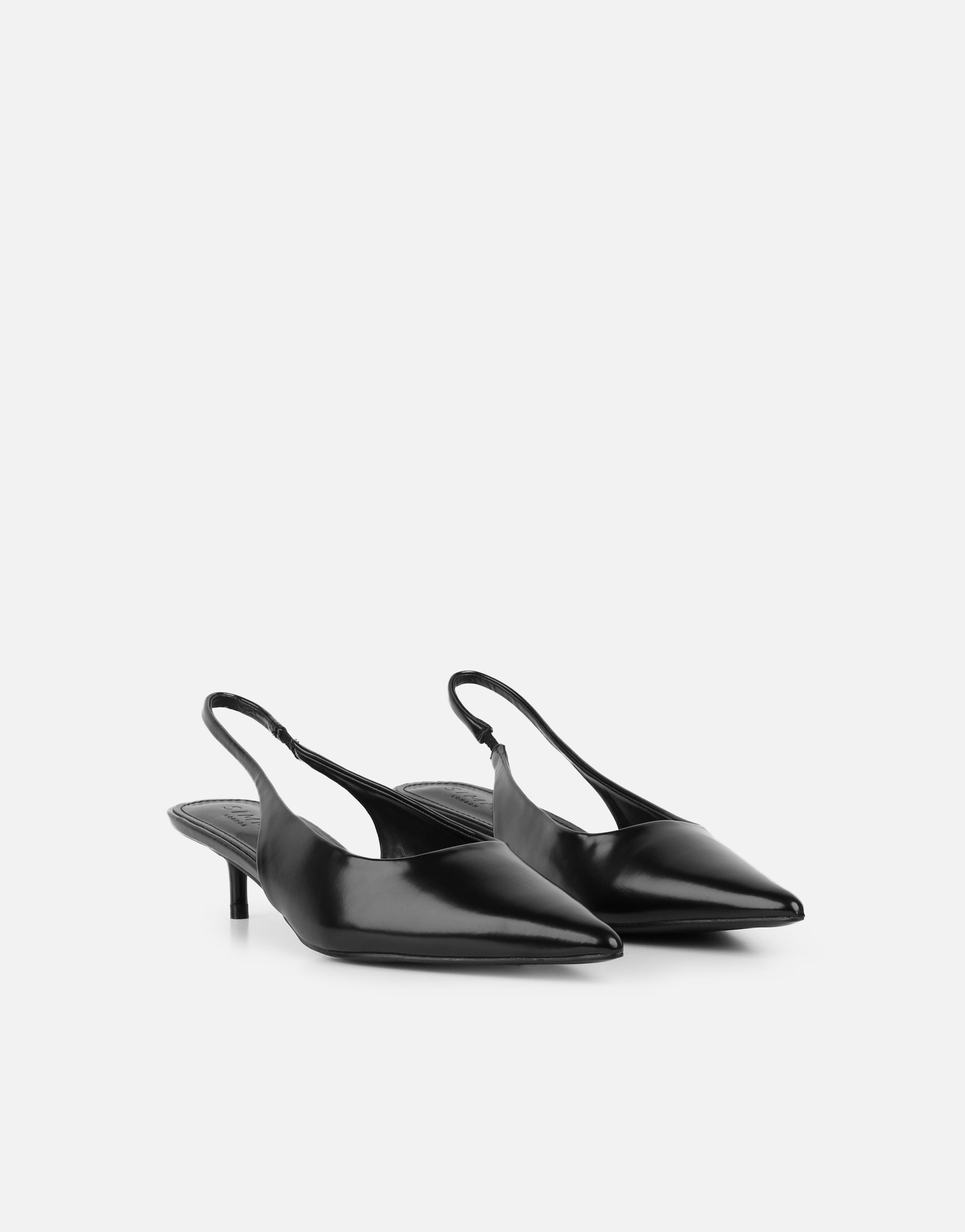 Rosalind Black Kitten Heel Slingback Shoes | SIMMI London