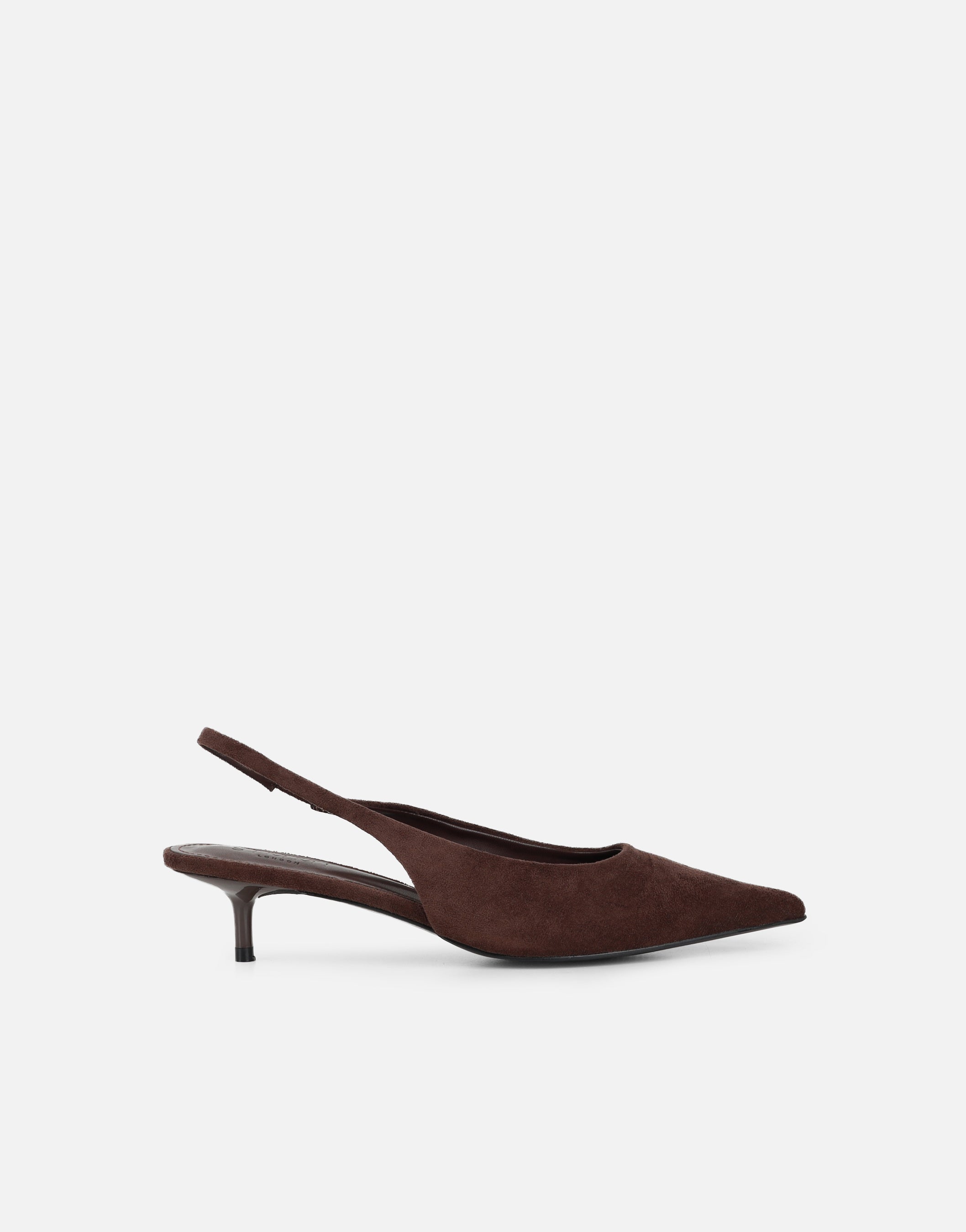 Rosalind Brown Suede Kitten Heel Slingback Shoes | SIMMI London