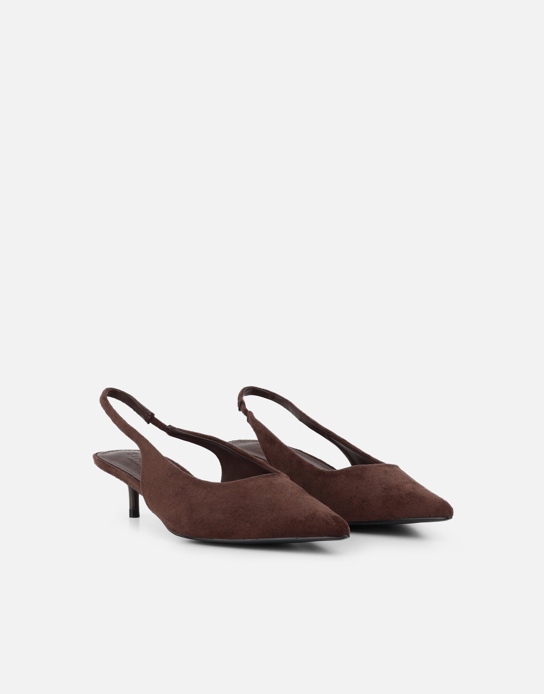 Rosalind Brown Suede Kitten Heel Slingback Shoes | SIMMI London