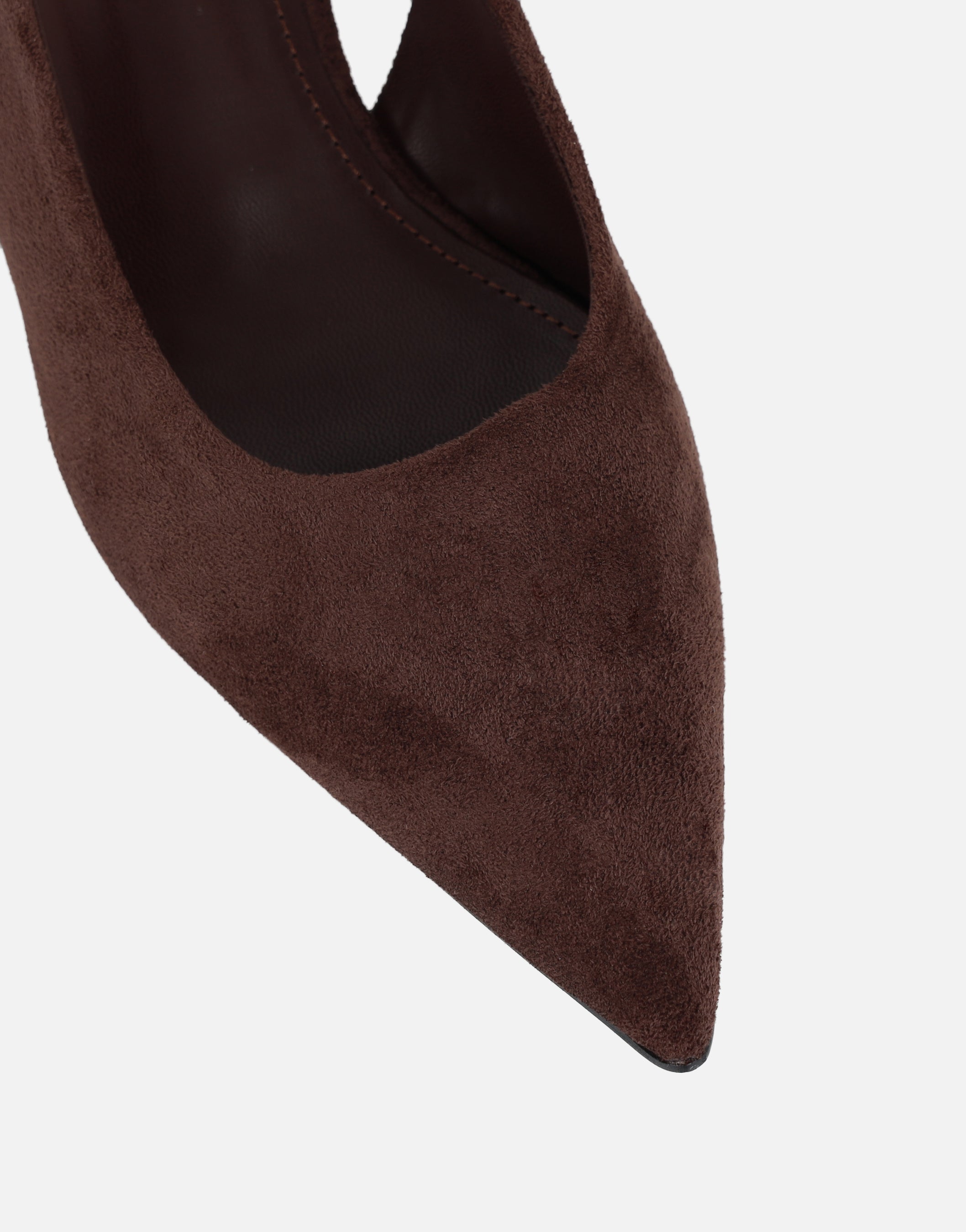Rosalind Brown Suede Kitten Heel Slingback Shoes | SIMMI London