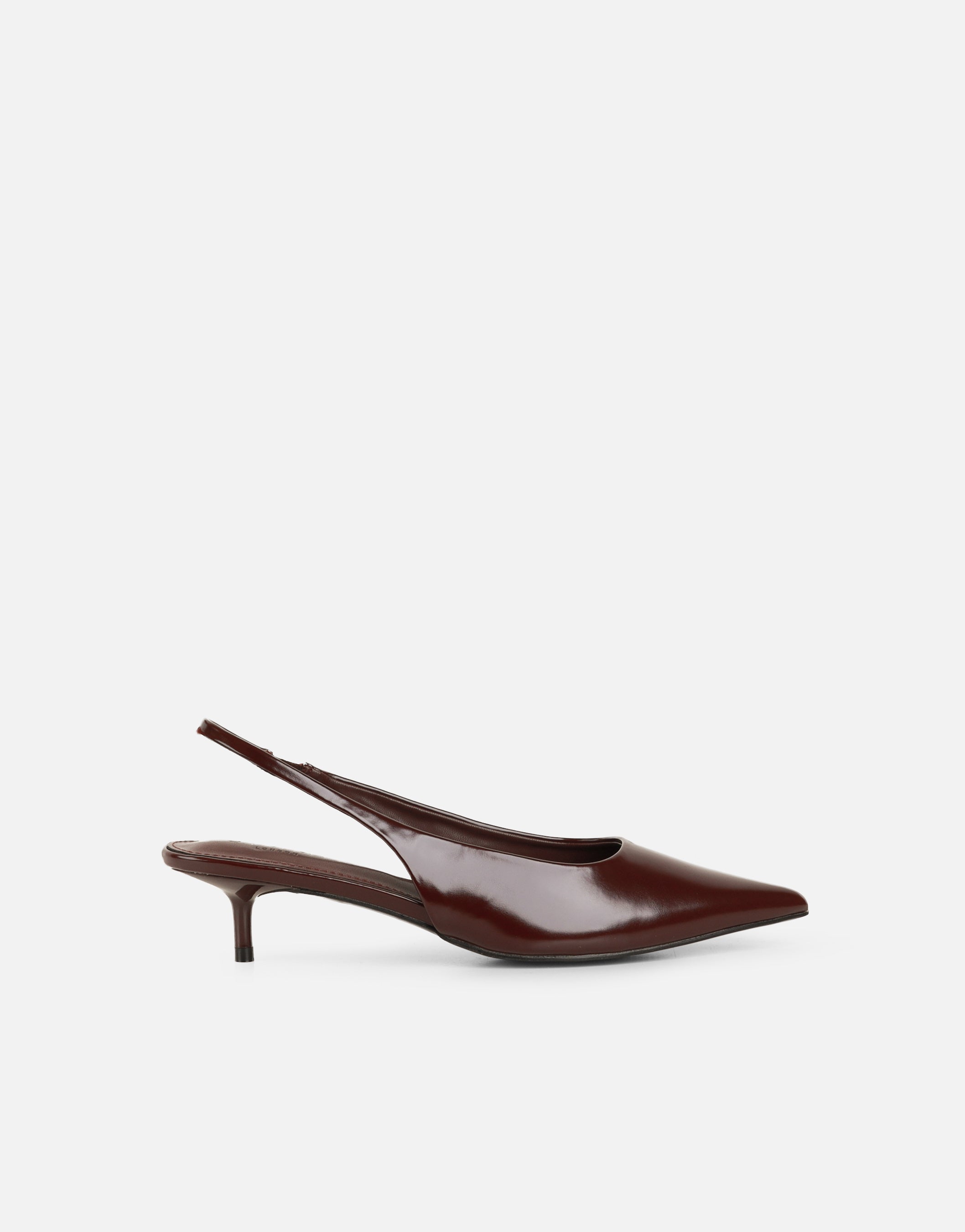 Rosalind Burgundy Kitten Heel Slingback Shoes | SIMMI London
