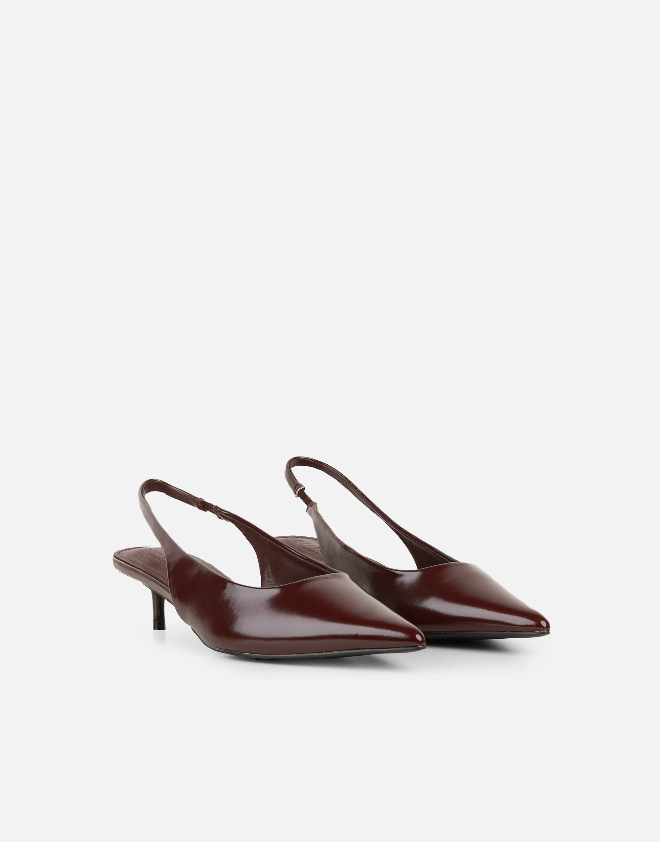 Rosalind Burgundy Kitten Heel Slingback Shoes | SIMMI London