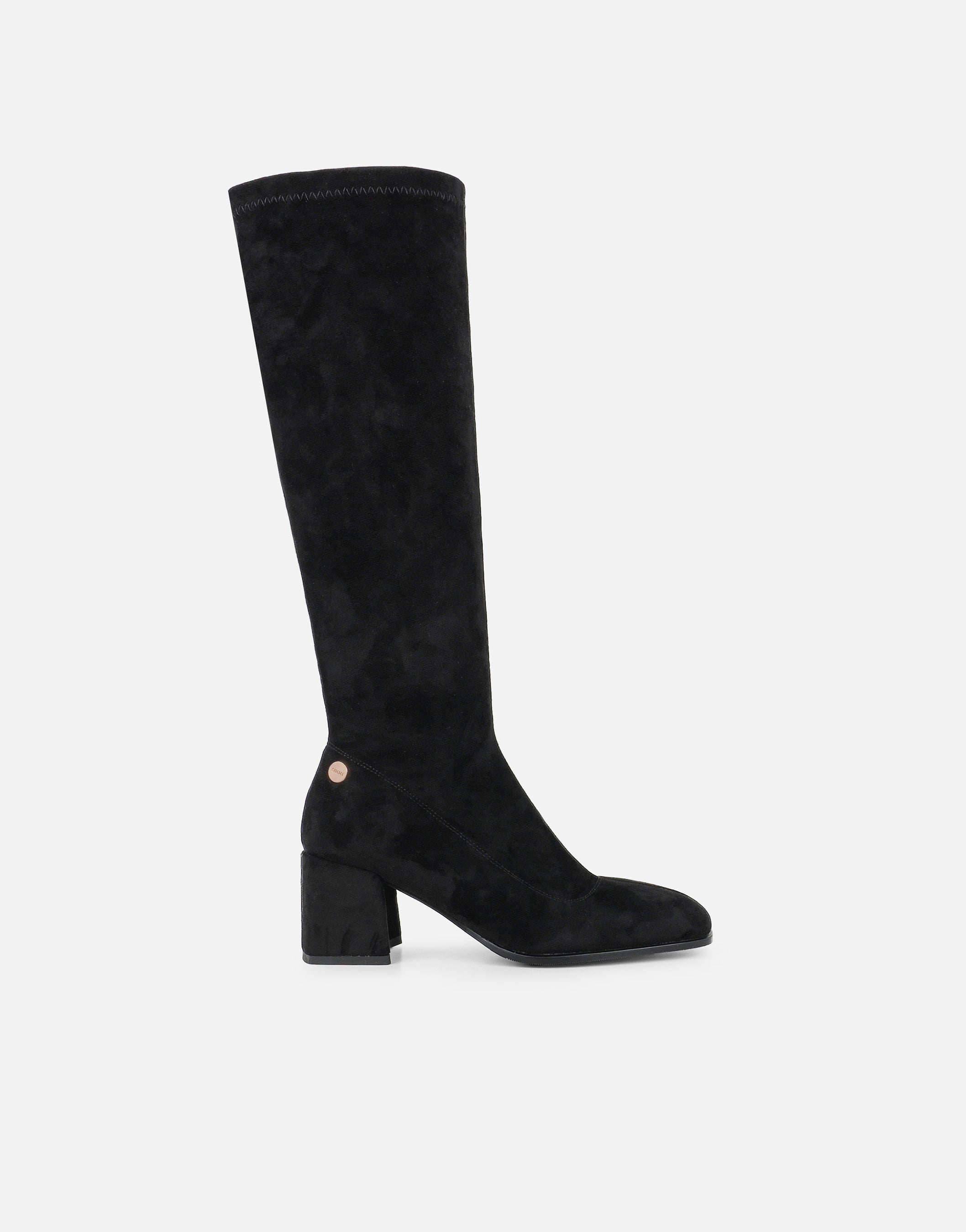 Lizzie Black Suedette Knee High Boots | SIMMI London