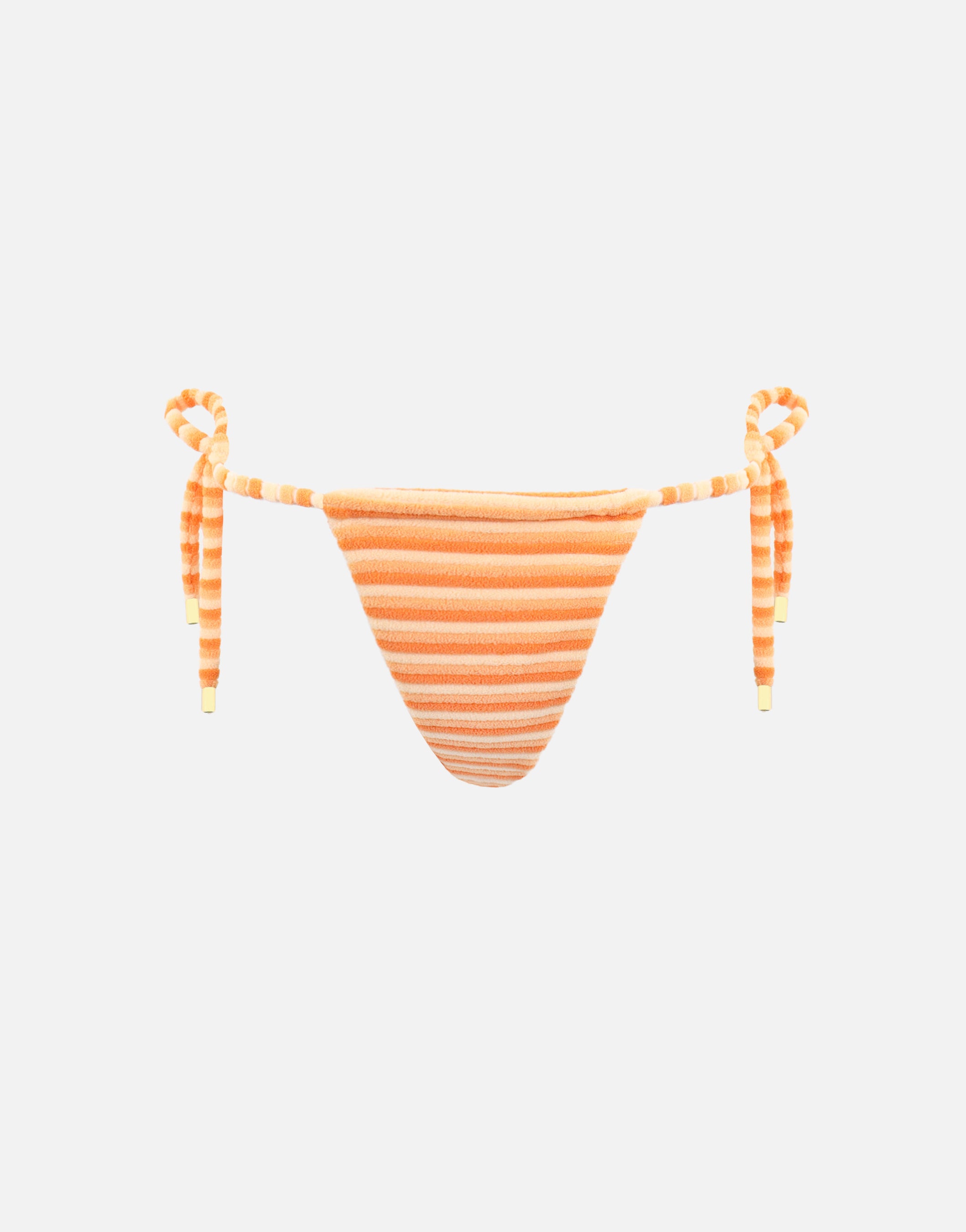 Roe Towelling Stripe Tie Side Bikini Bottoms in orange | SIMMI London
