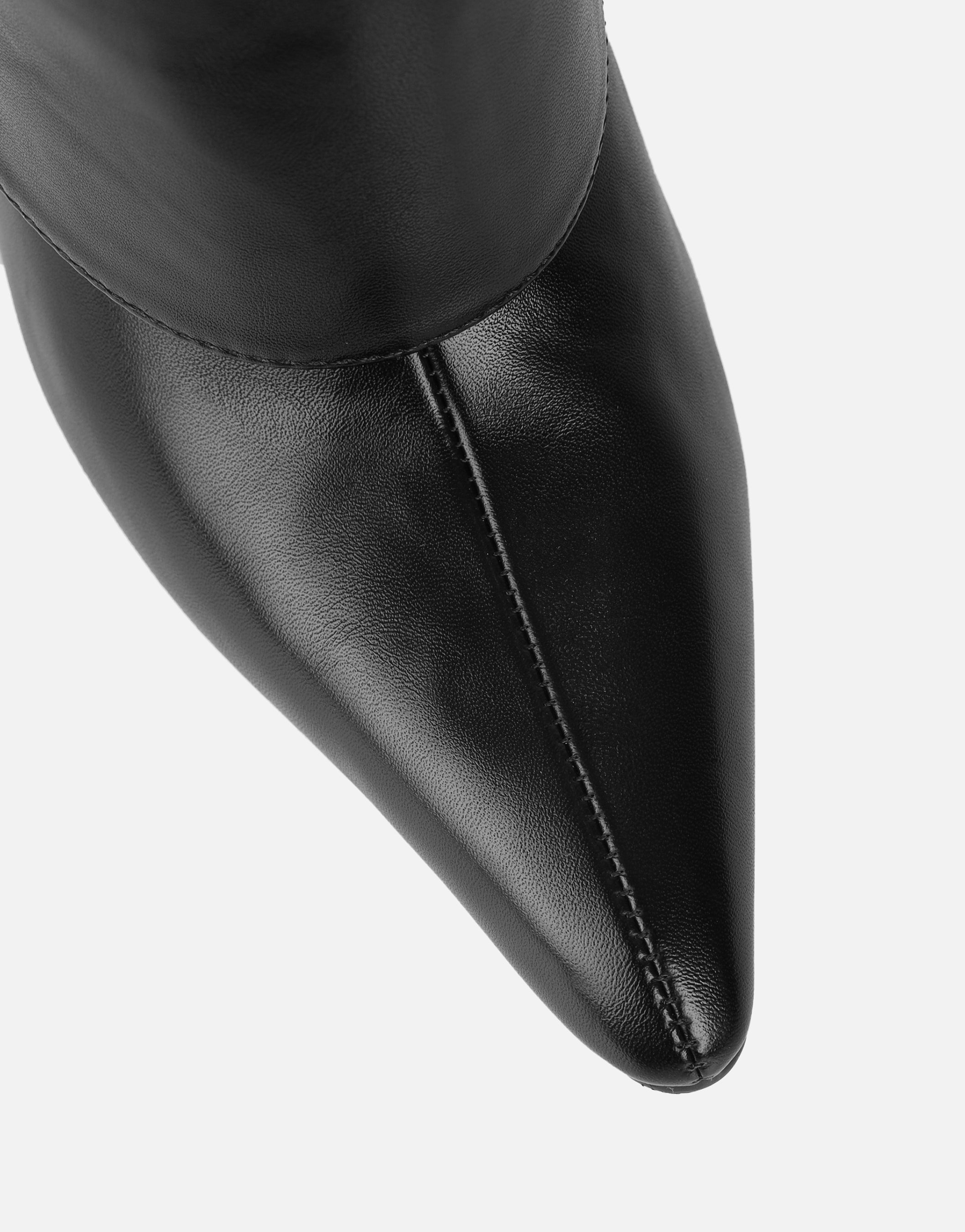 Saoirse Black Knee Height Heeled Boots | SIMMI London