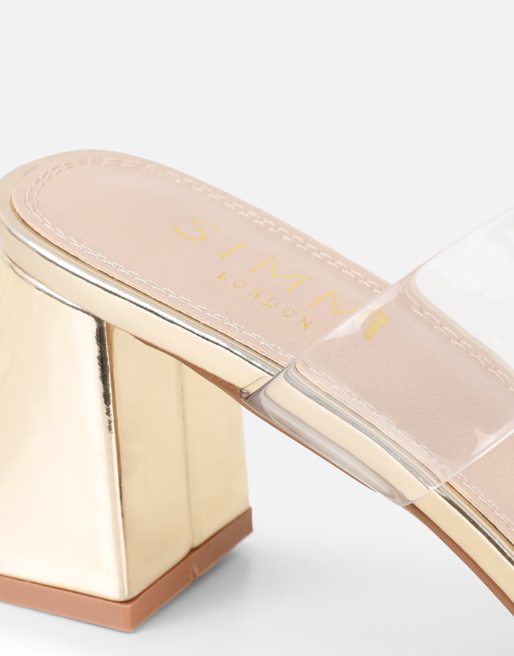 Seraphina Gold Mirror Clear Diamante Mules | SIMMI London