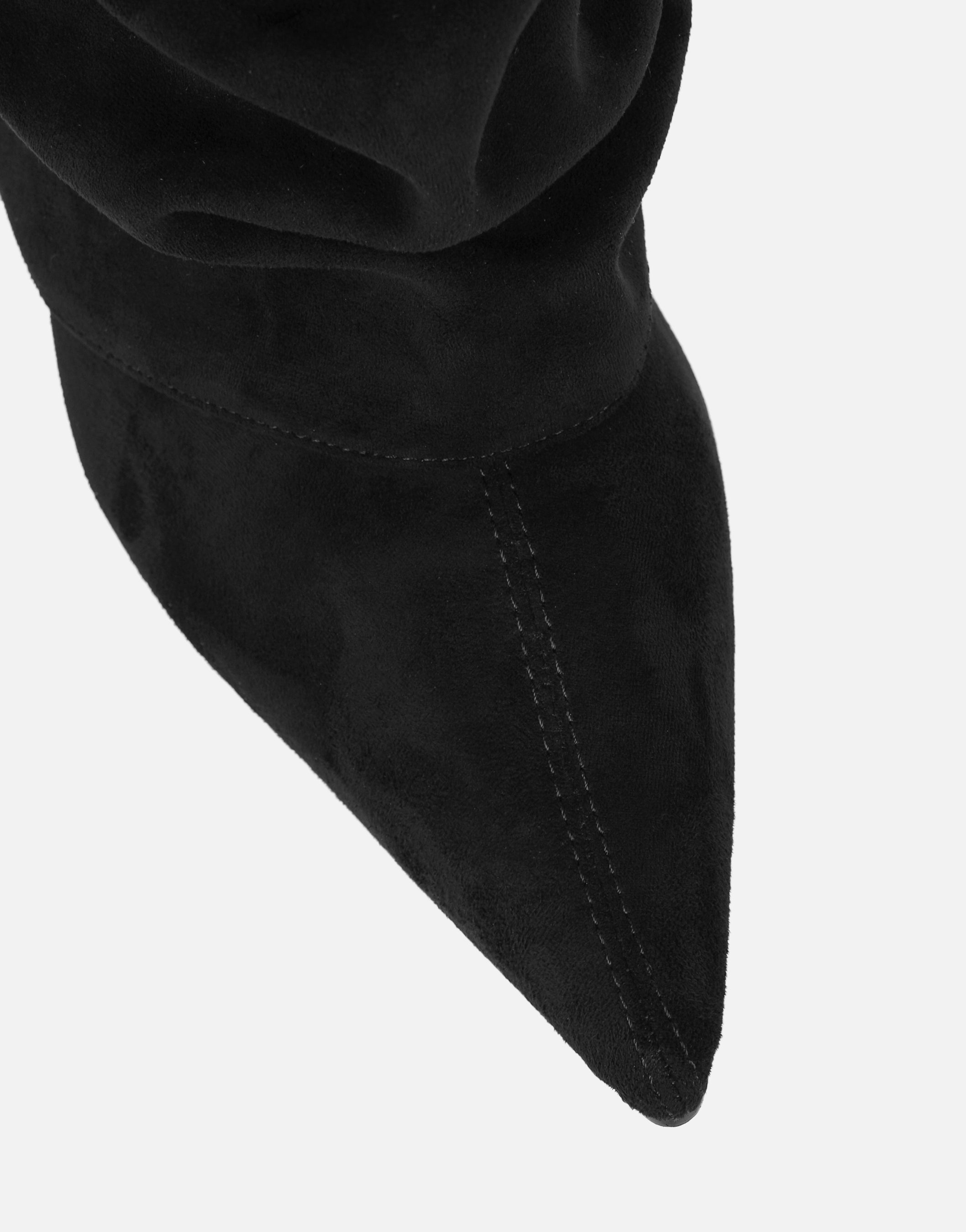 Shadi Black Suedette Knee High Ruched Boots | SIMMI London