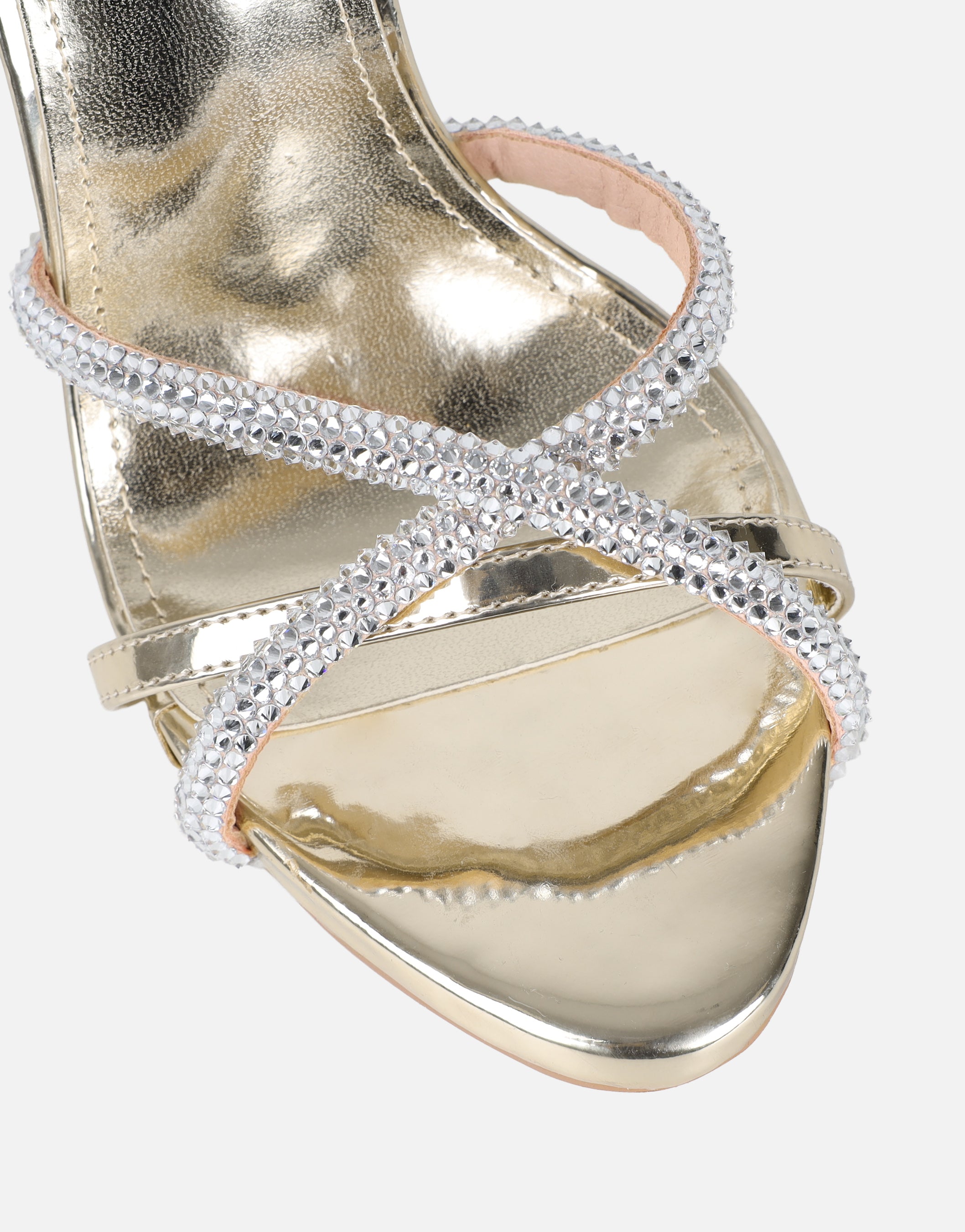 Solar Gold Mirror Diamante Heeled Sandals | SIMMI London