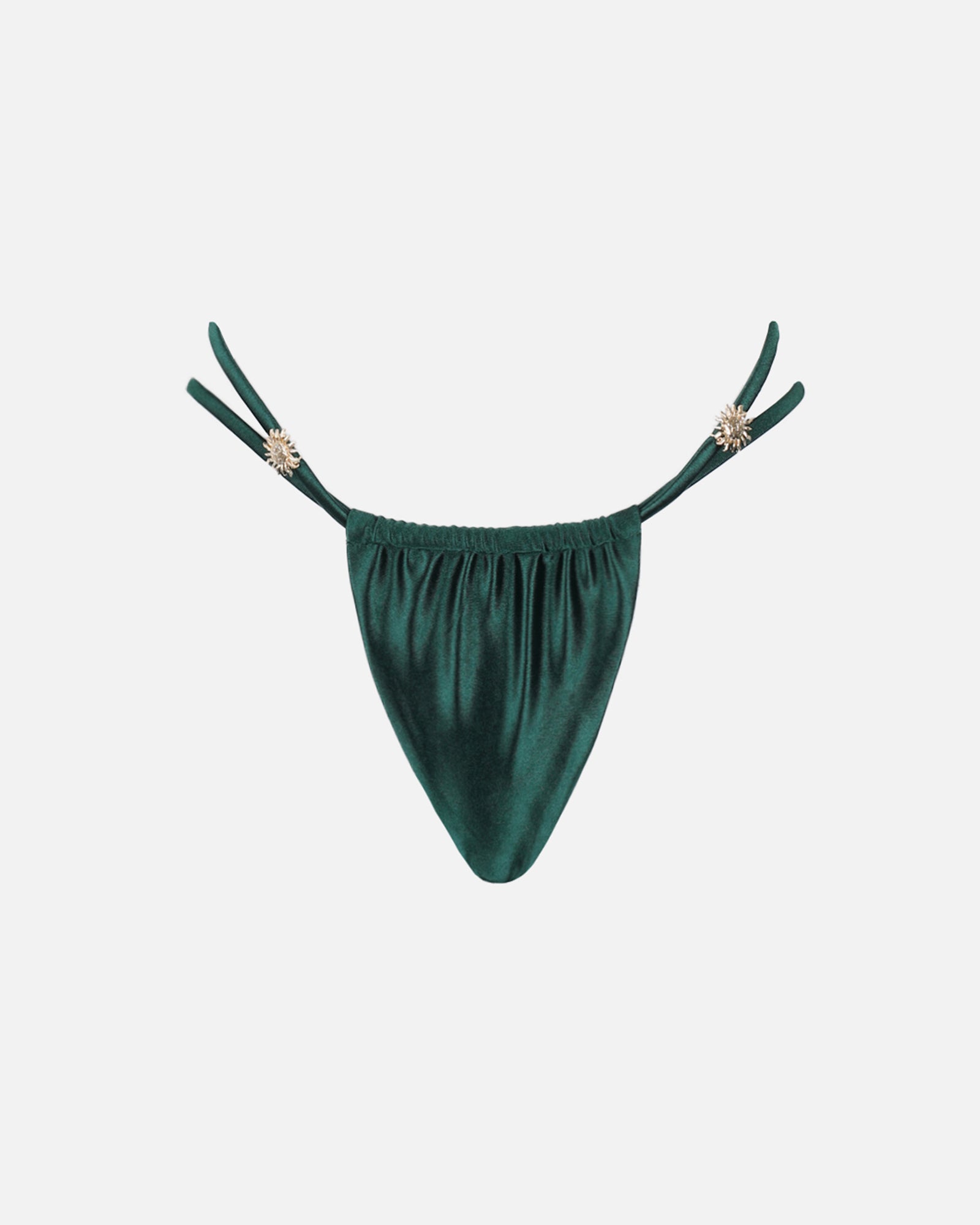 Miera Emerald Satin Sun Charm Bikini Bottoms | SIMMI London