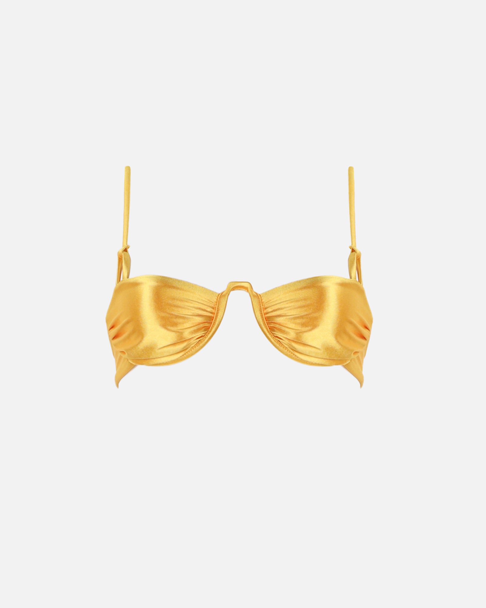 Citra Yellow Satin Underwired Bikini Top | SIMMI London