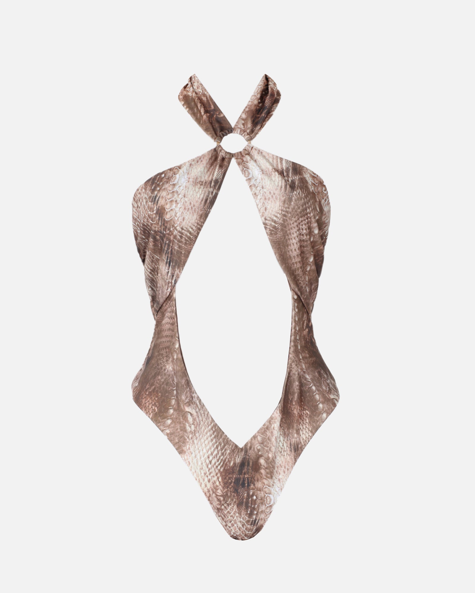 Soraya Serpent Print Cut Out Swimsuit | SIMMI London