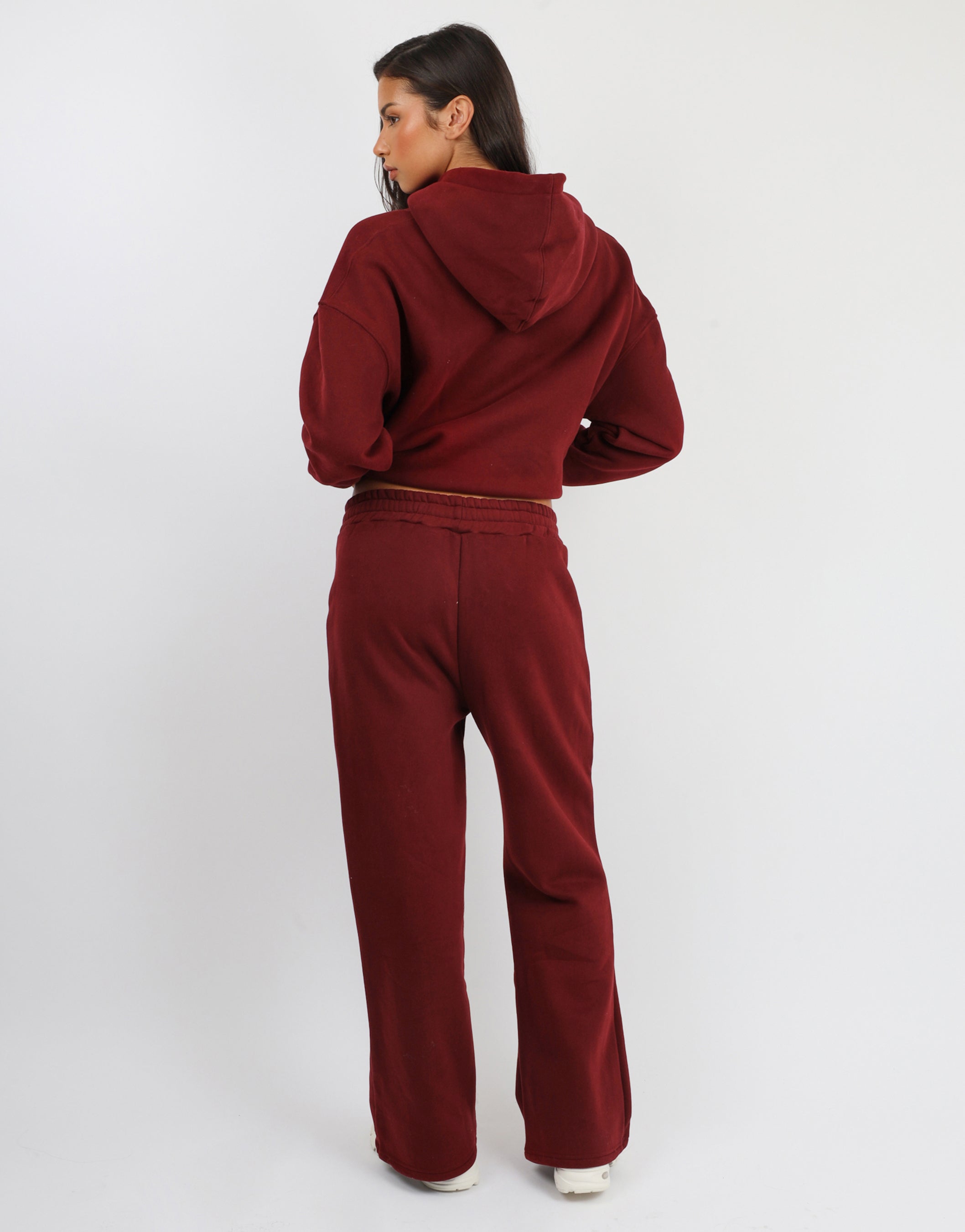 Maeve Varsity Slogan Hoodie in Cranberry | SIMMI London