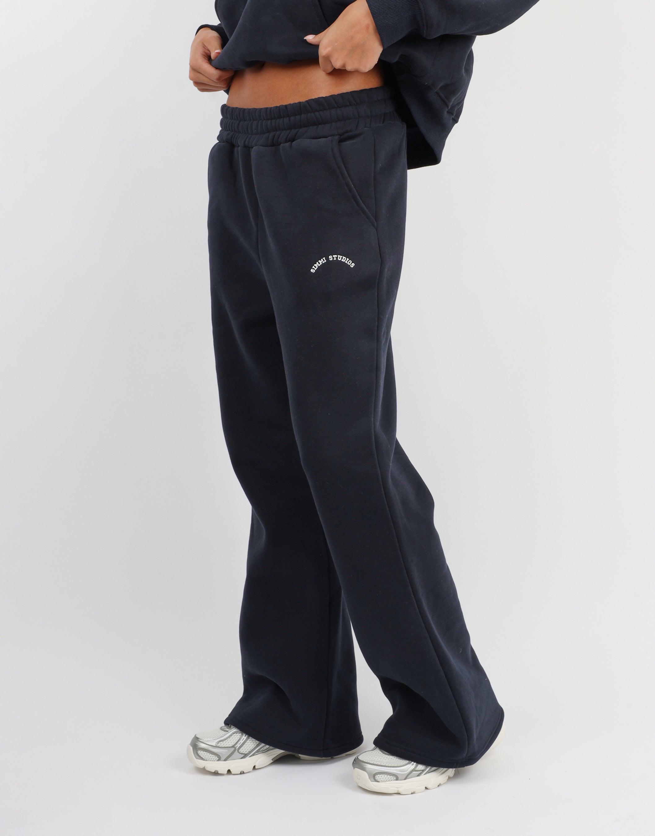 Colby Varsity Flared joggers in Oxford Blue | SIMMI London