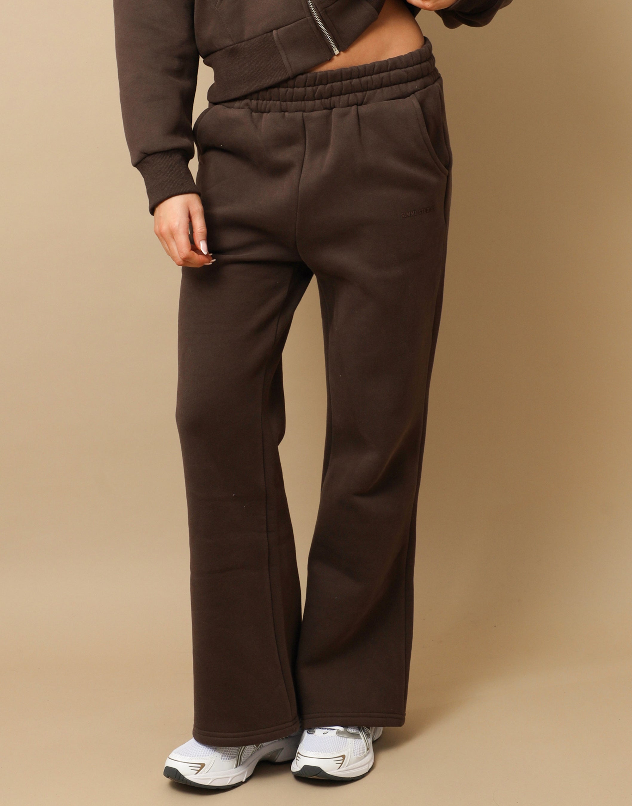 Colby Simmi Studios Essentials Flared Joggers in Brown | SIMMI London