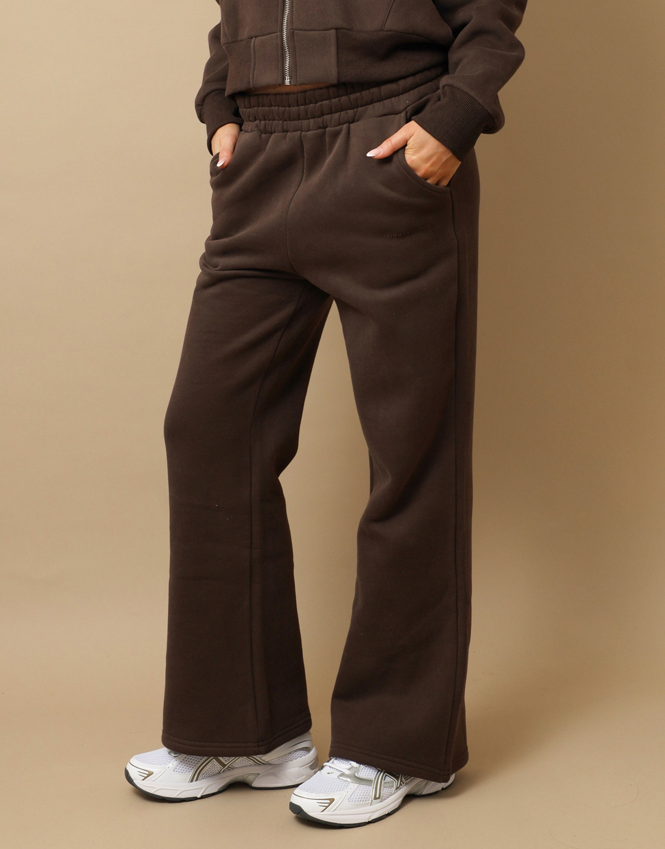 Colby Simmi Studios Essentials Flared Joggers in Brown | SIMMI London