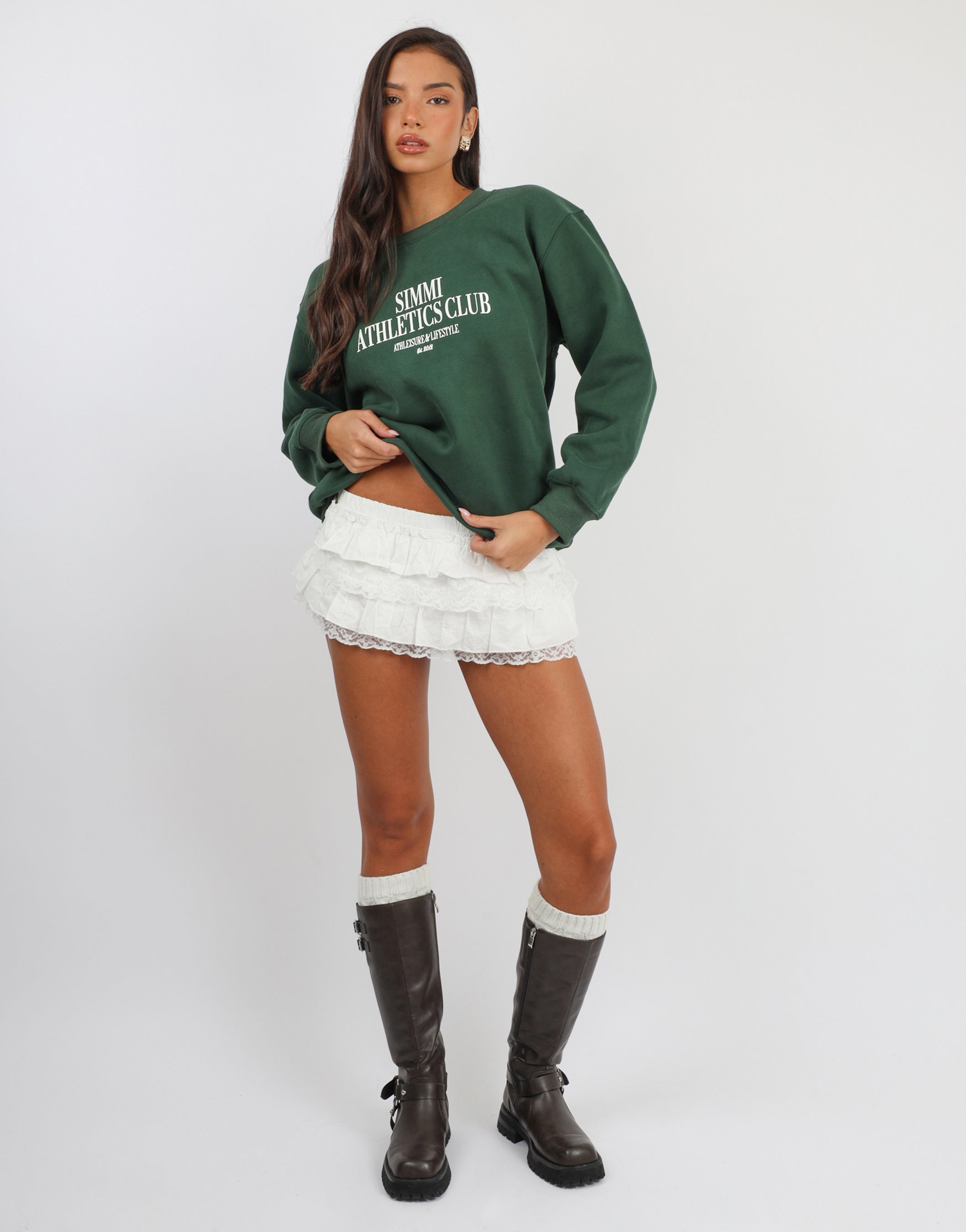 Ashby Athletics Sweatshirt in Pine Green | SIMMI London