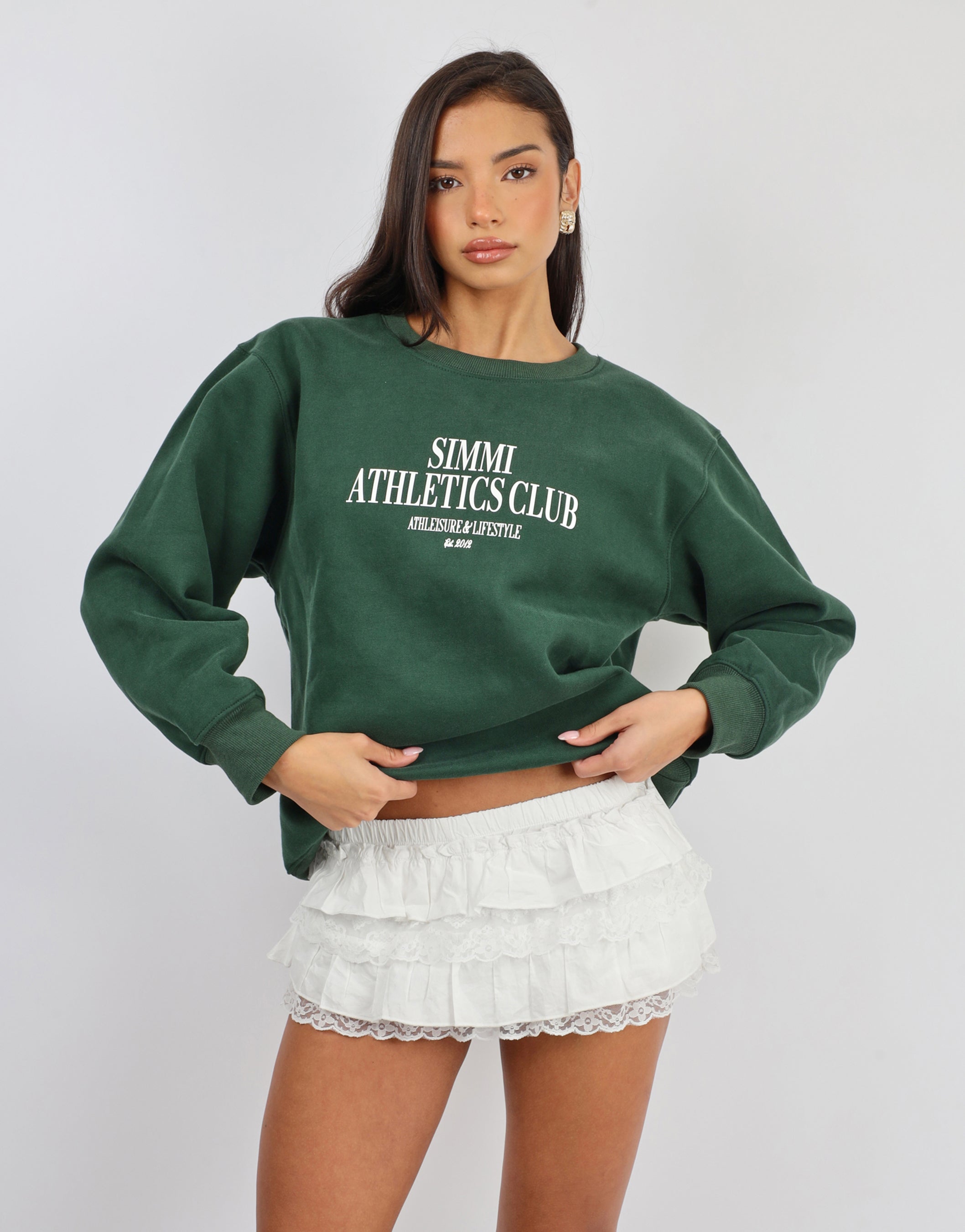 Ashby Athletics Sweatshirt in Pine Green | SIMMI London