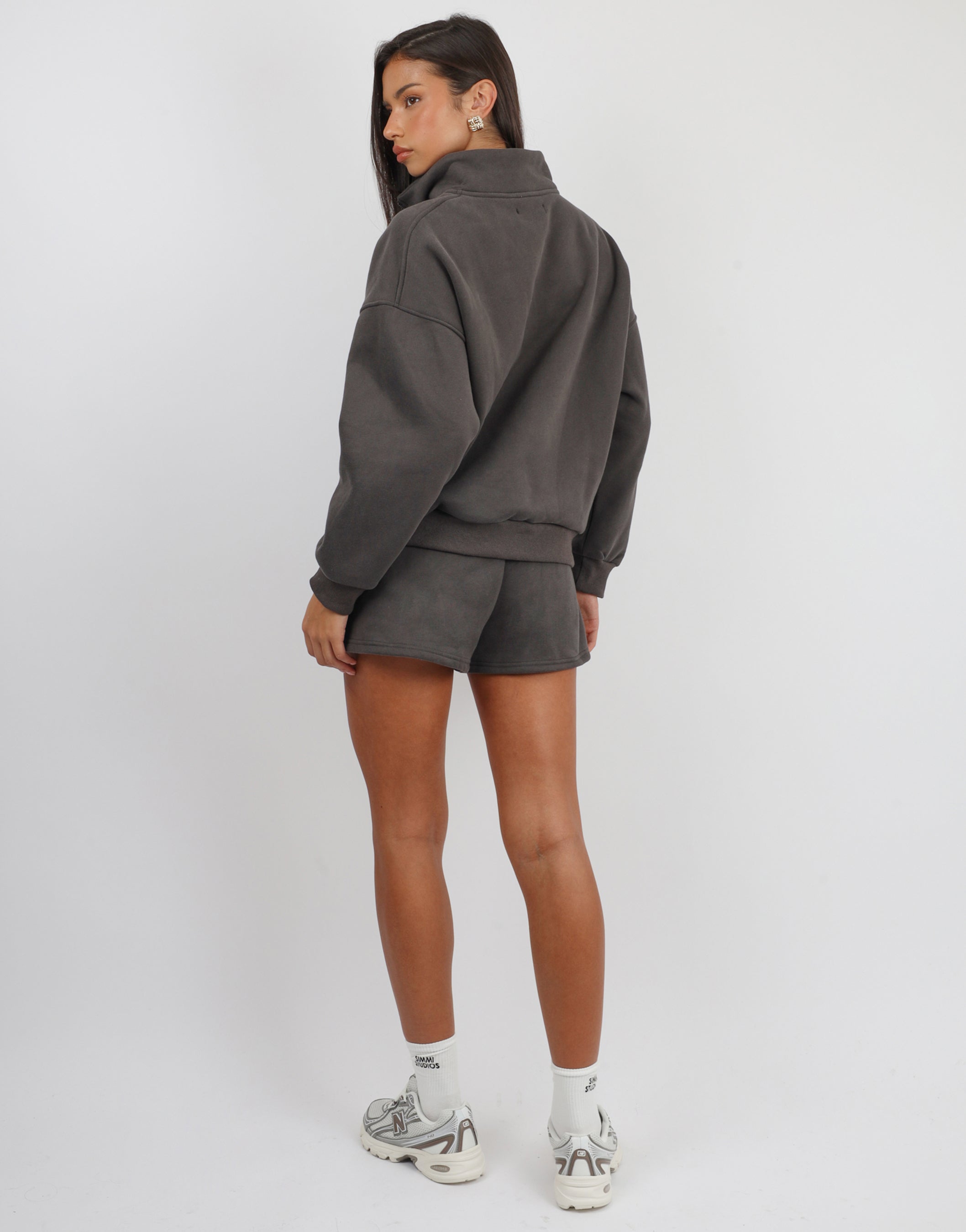 Ames Half Zip Slogan Sweatshirt in Slate | SIMMI London