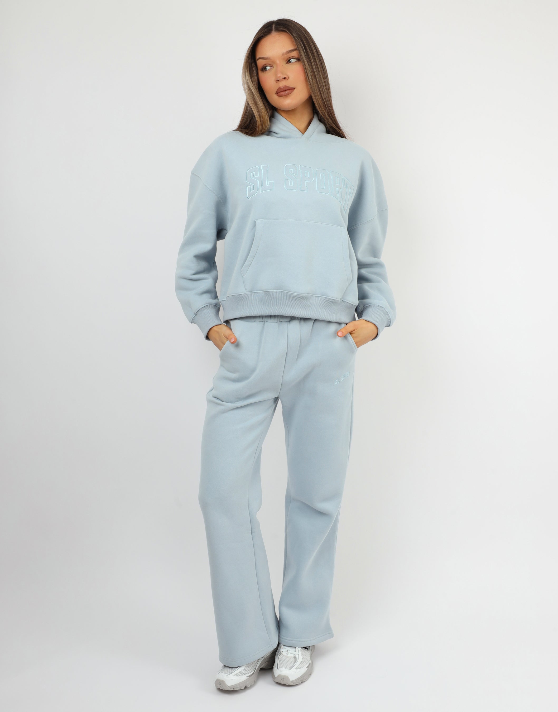 Mykonos Simmi Studios SL Sport Oversized Hoodie In Baby Blue | SIMMI London