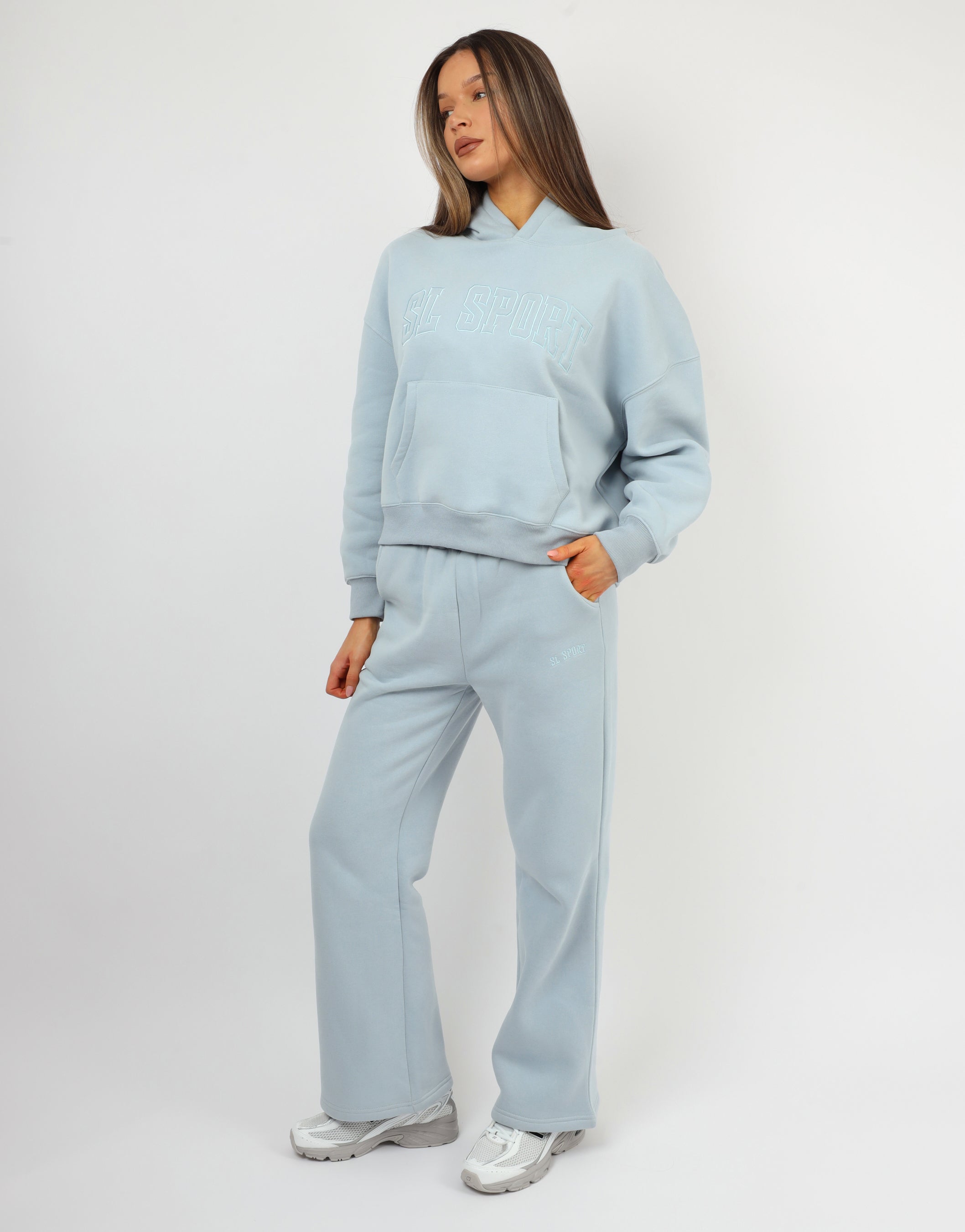 Mykonos Simmi Studios SL Sport Oversized Hoodie In Baby Blue | SIMMI London