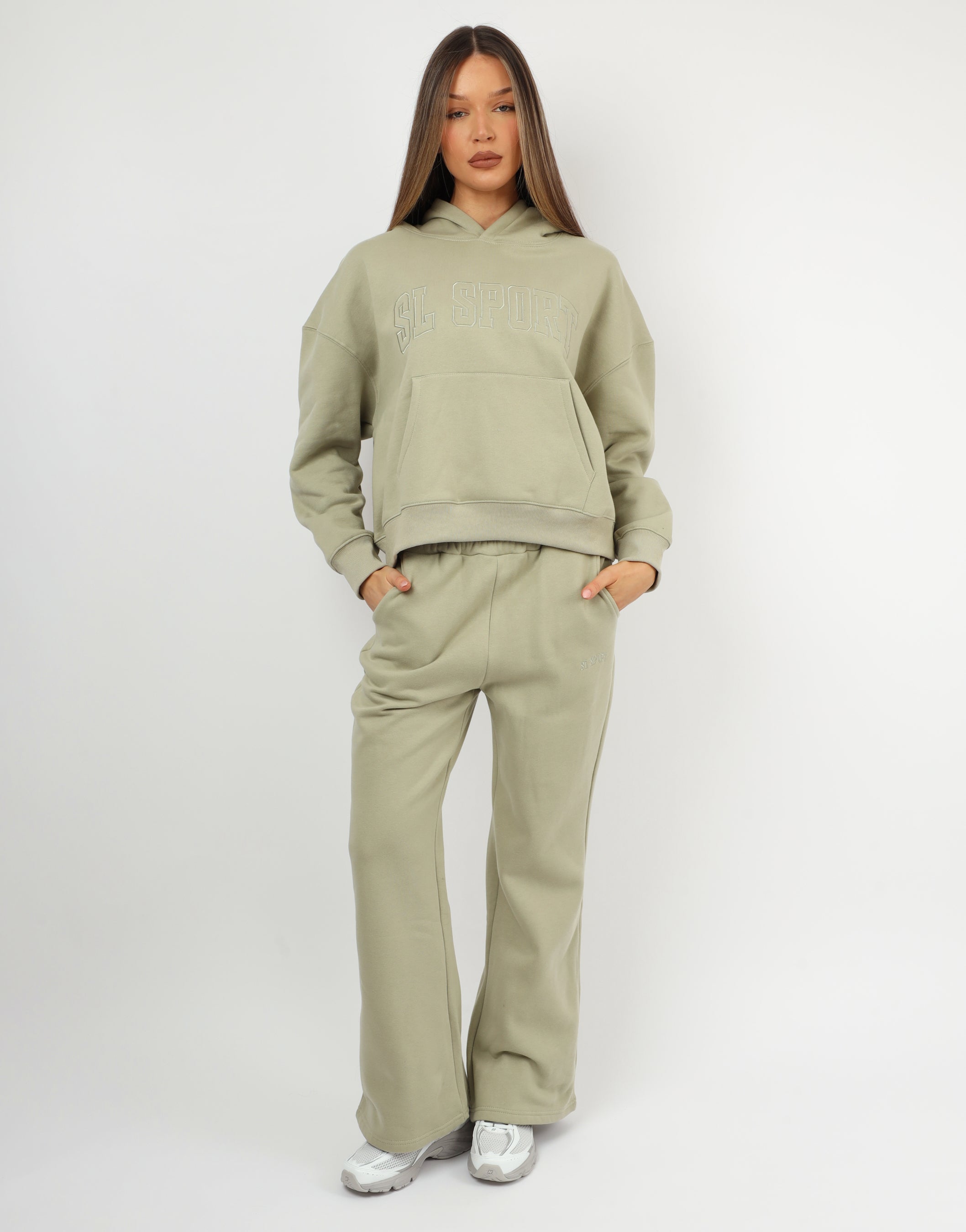 Myla Simmi Studios SL Sport Flared Joggers In Sage | SIMMI London