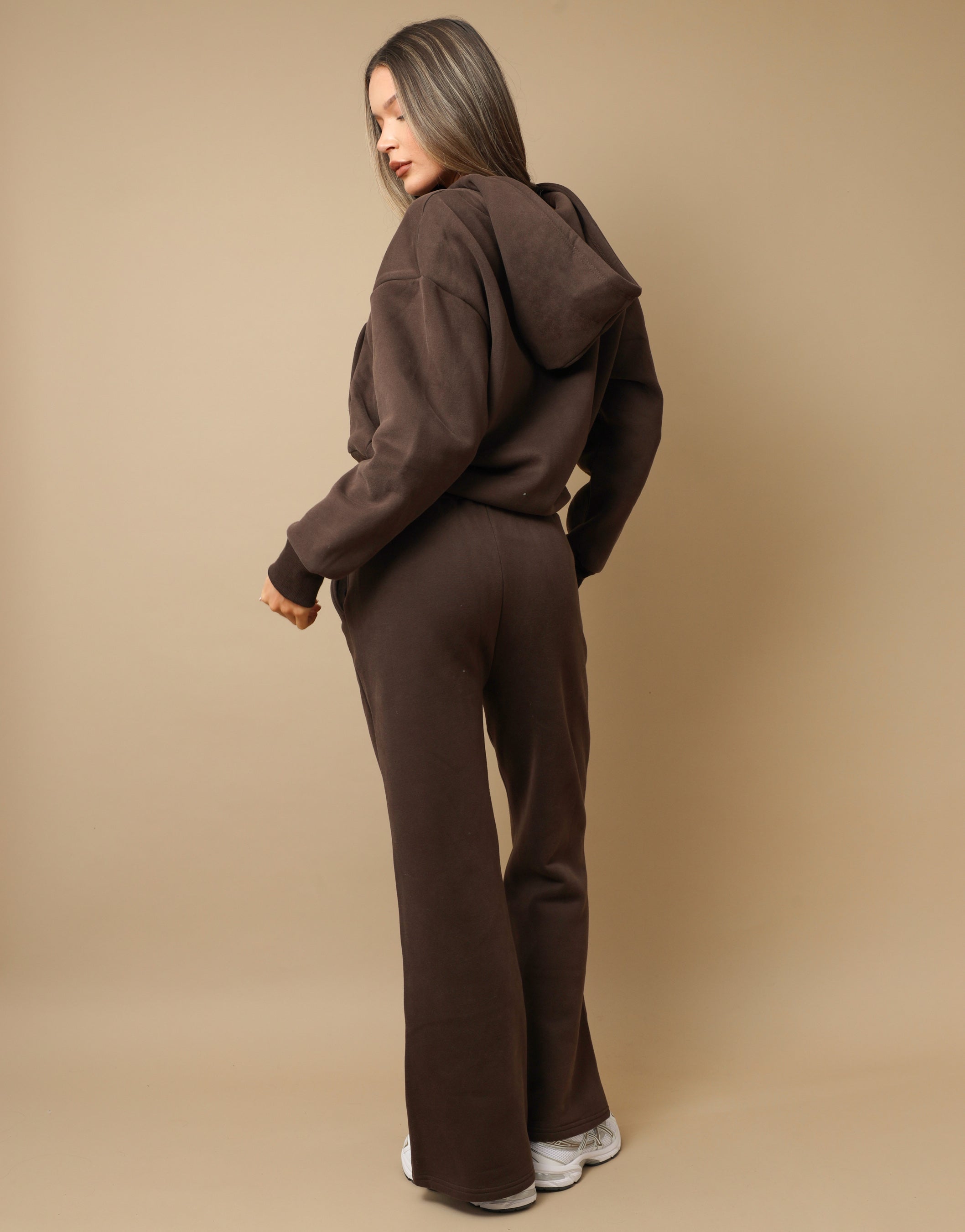 Nova Essentials Zip Through Hoodie in Chestnut | SIMMI London