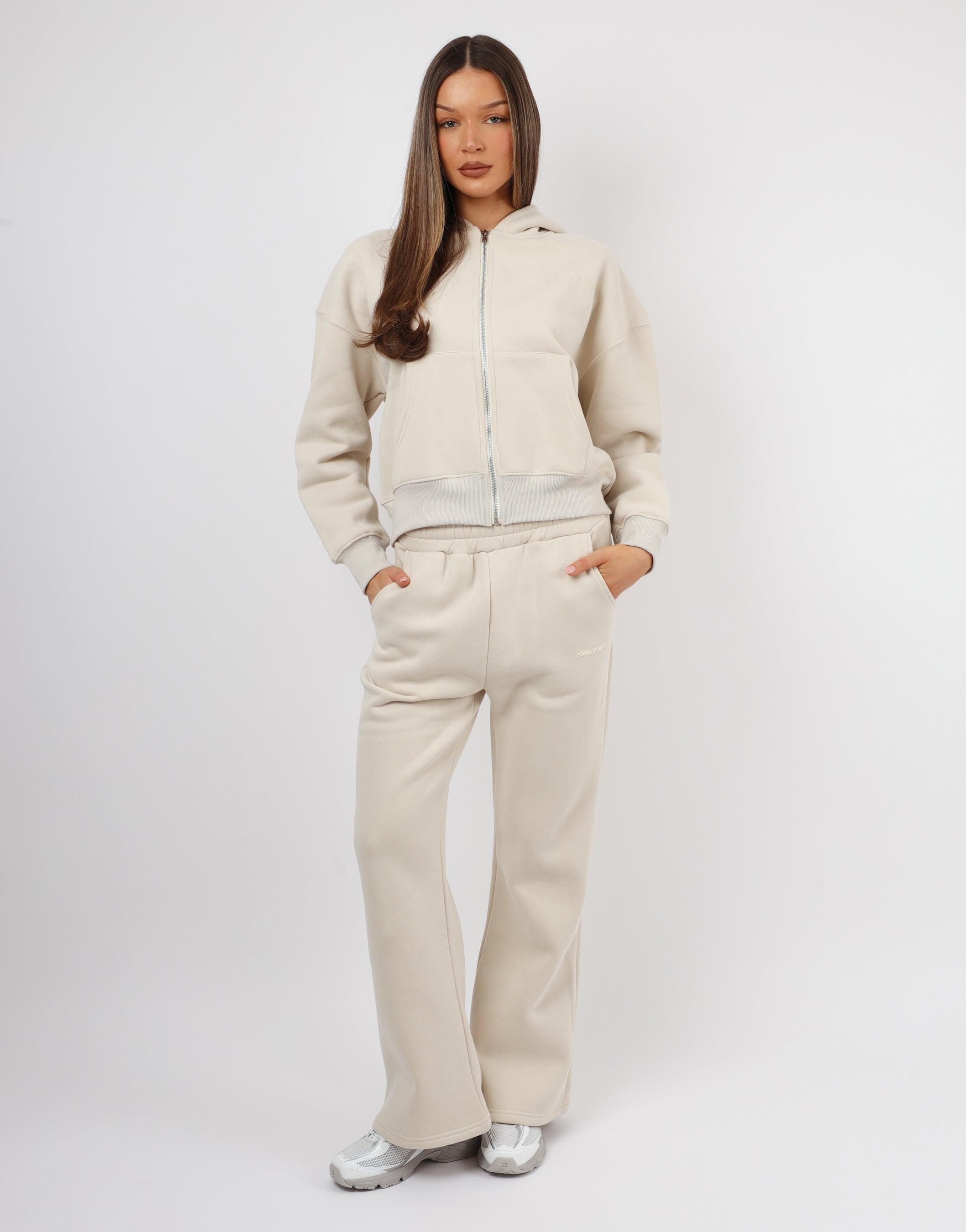 Maui Simmi Studios Essentials Zip Hoodie In Light Beige | SIMMI London