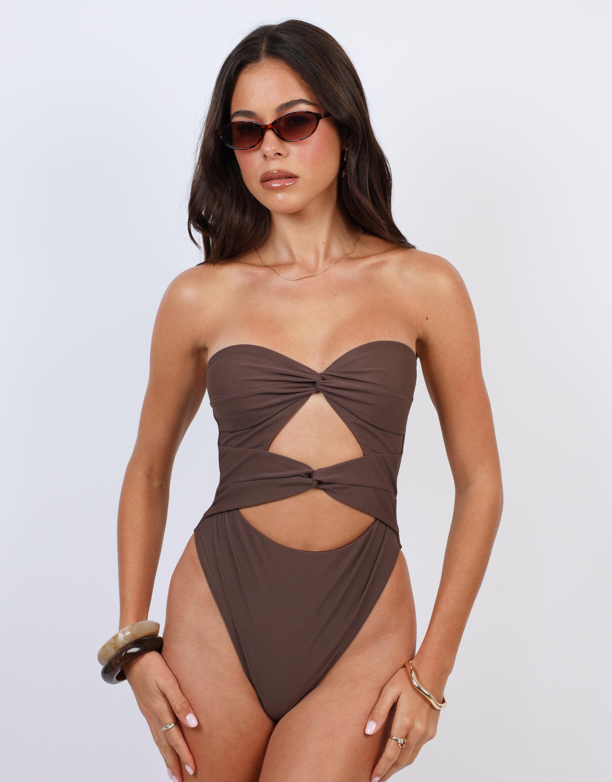 Rio Brown knot swimsuit | SIMMI London