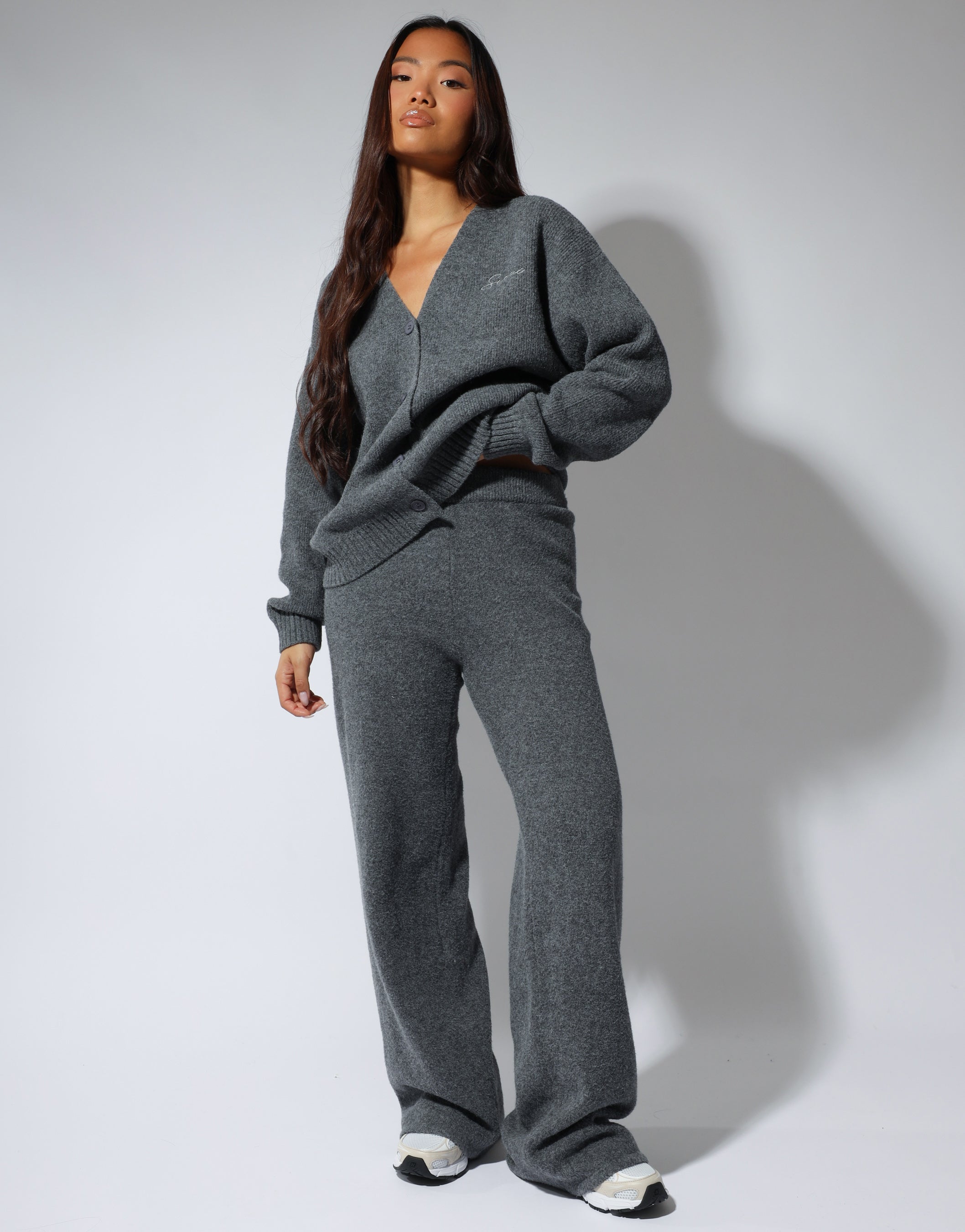 Alma SIMMI studios soft touch cardigan in dark grey | SIMMI London