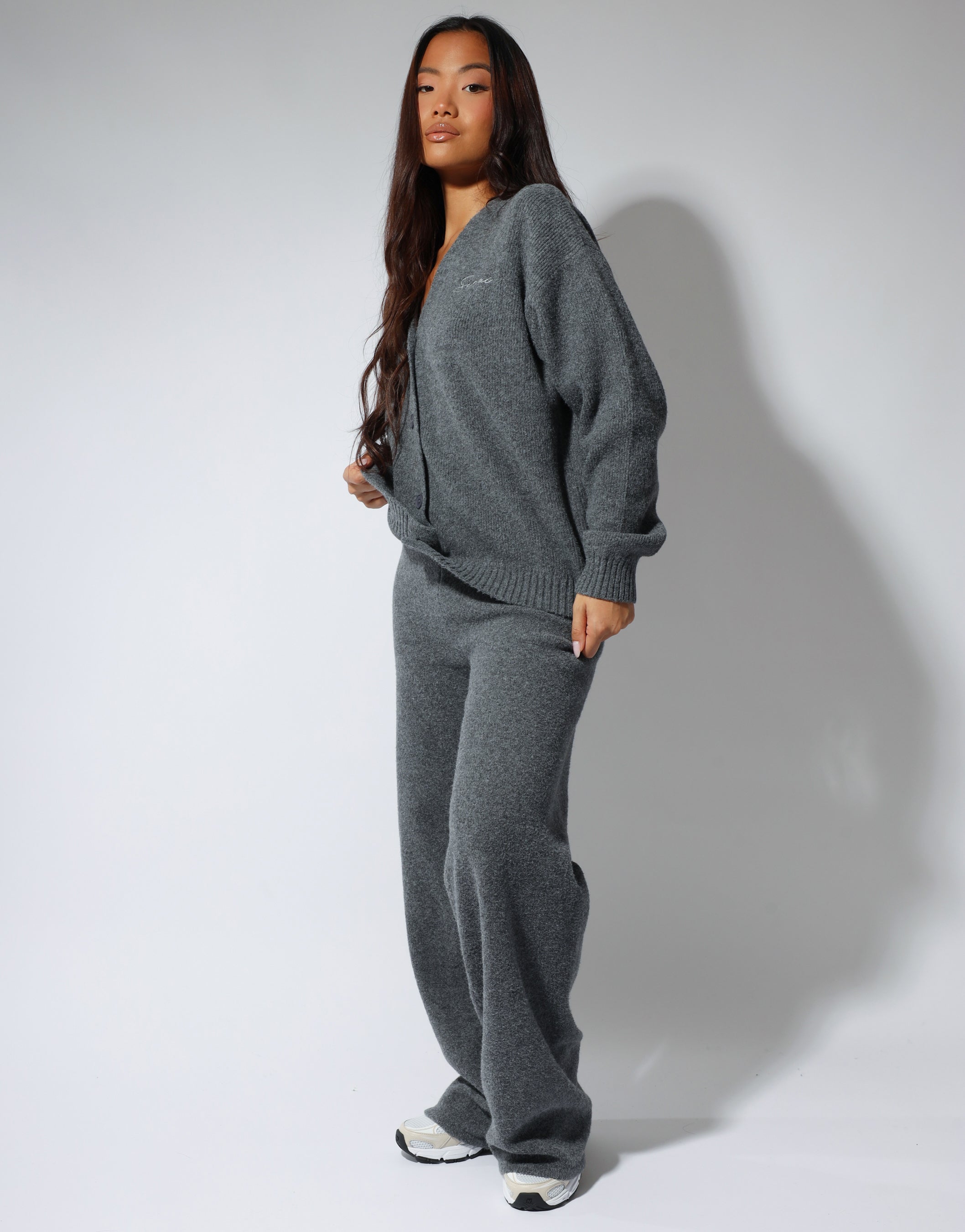 Alma SIMMI studios soft touch cardigan in dark grey | SIMMI London