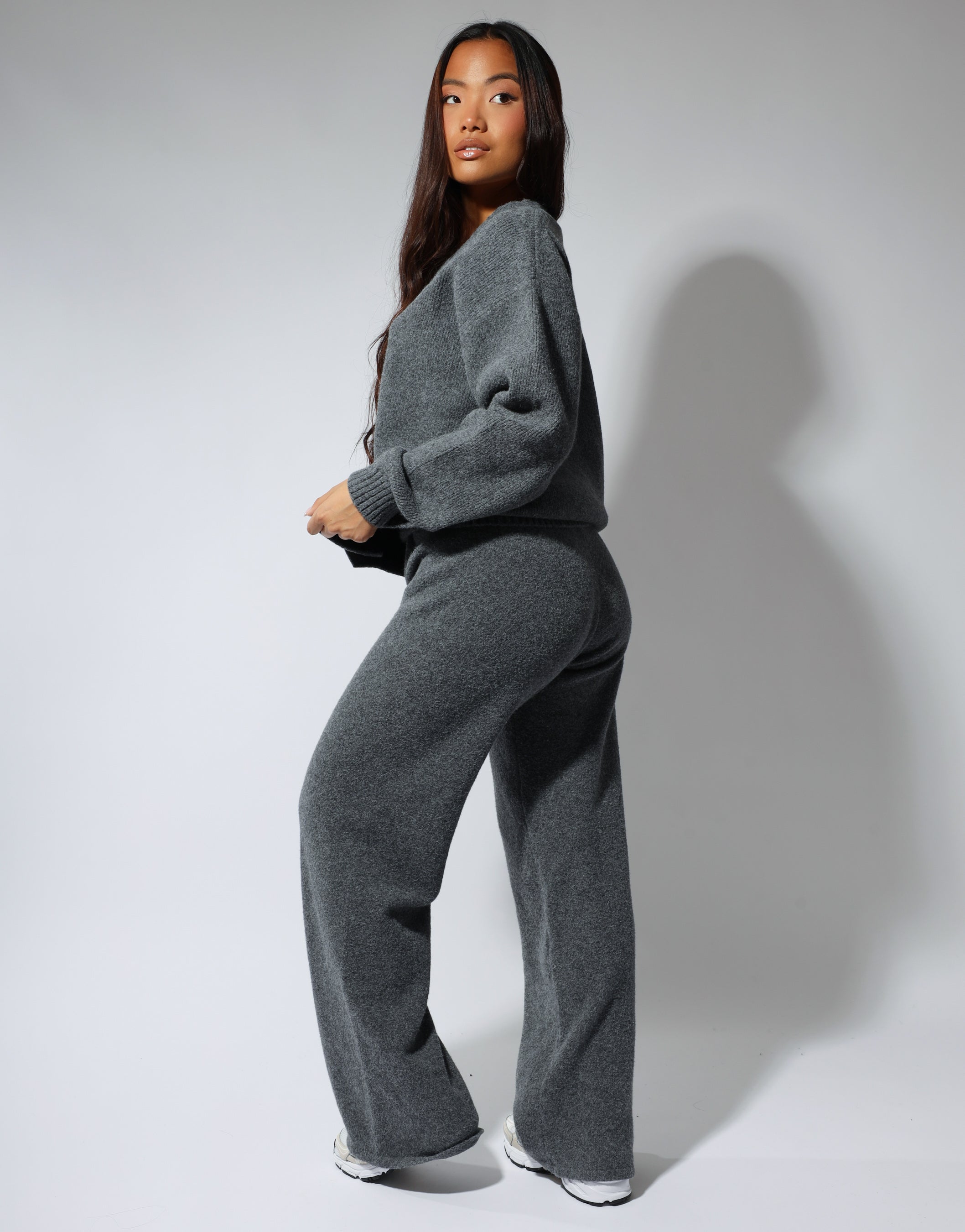 Alma SIMMI studios soft touch cardigan in dark grey | SIMMI London