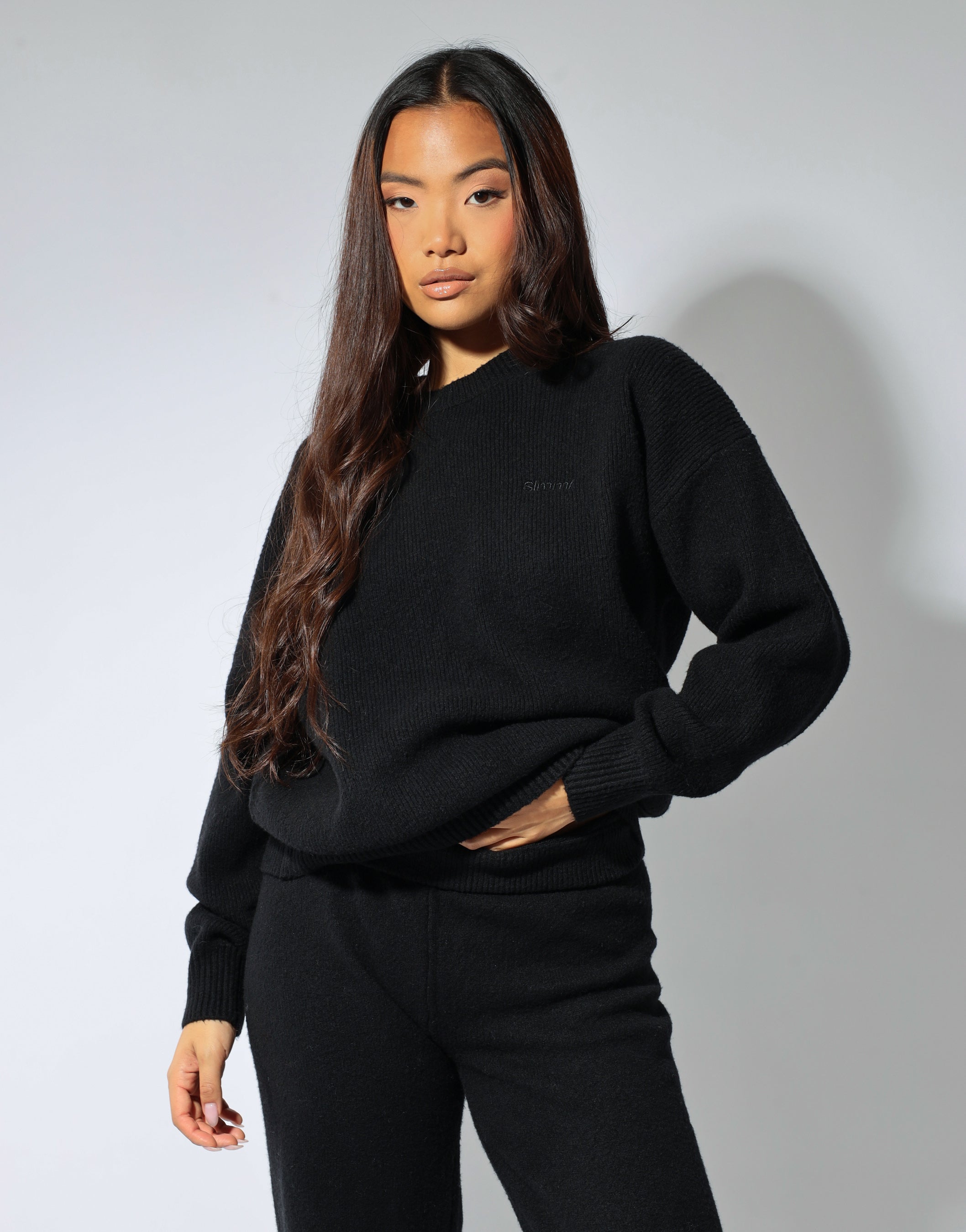 Faye simmi studios soft touch crew neck in black | SIMMI London