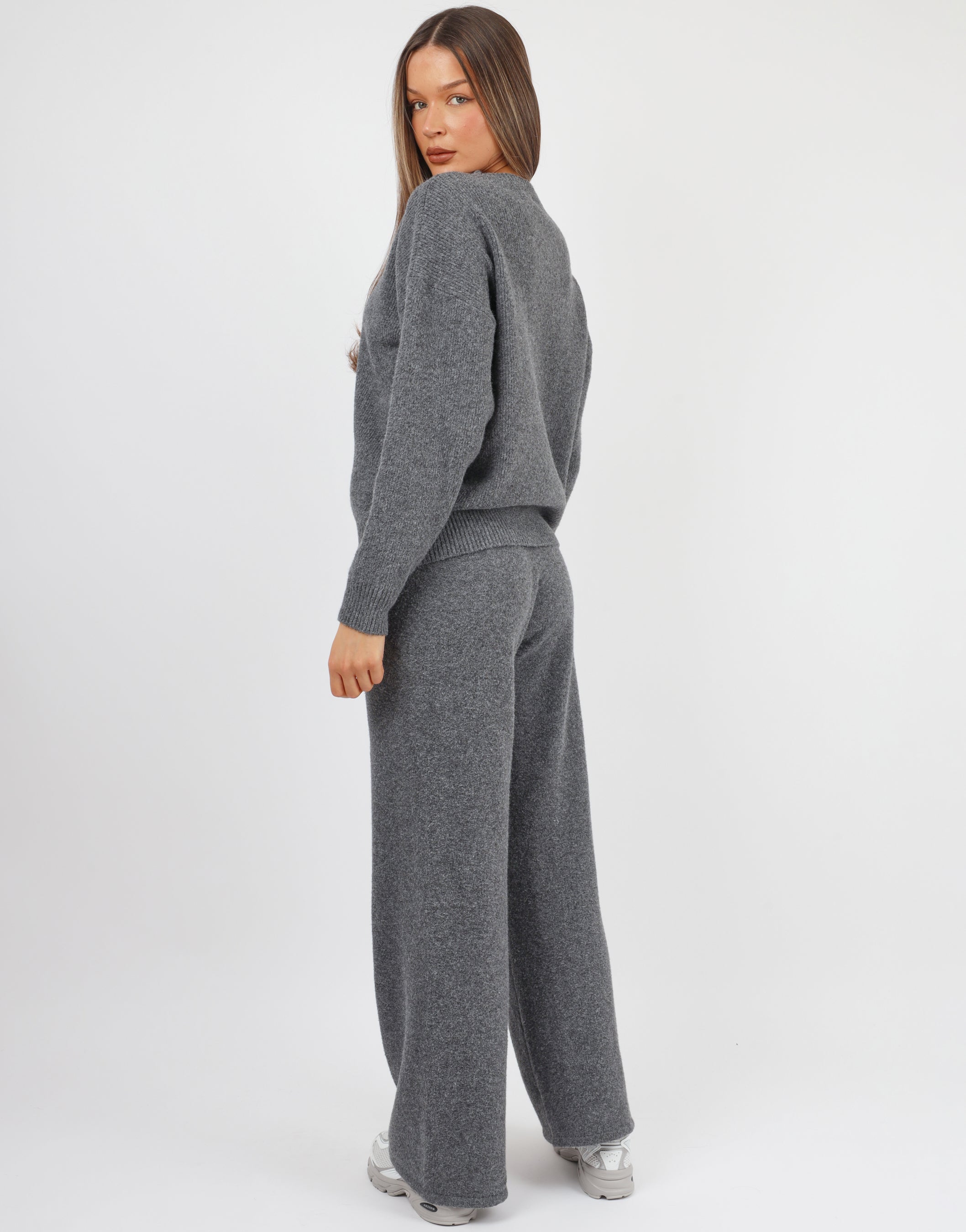 Faye Simmi studios soft touch crew neck in dark grey | SIMMI London