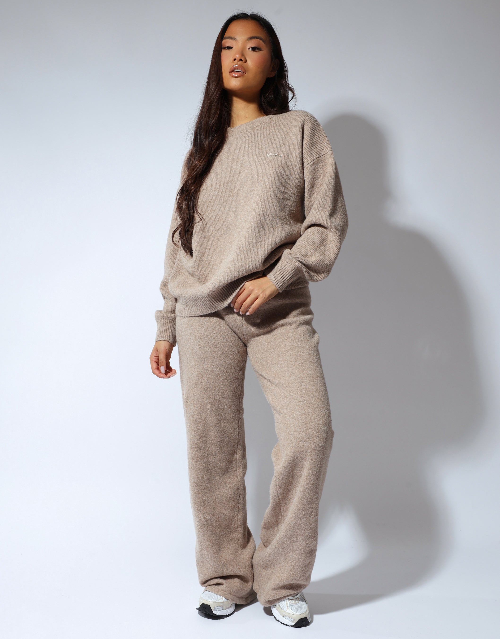 Faye SIMMI studios soft touch crew neck in oatmeal | SIMMI London