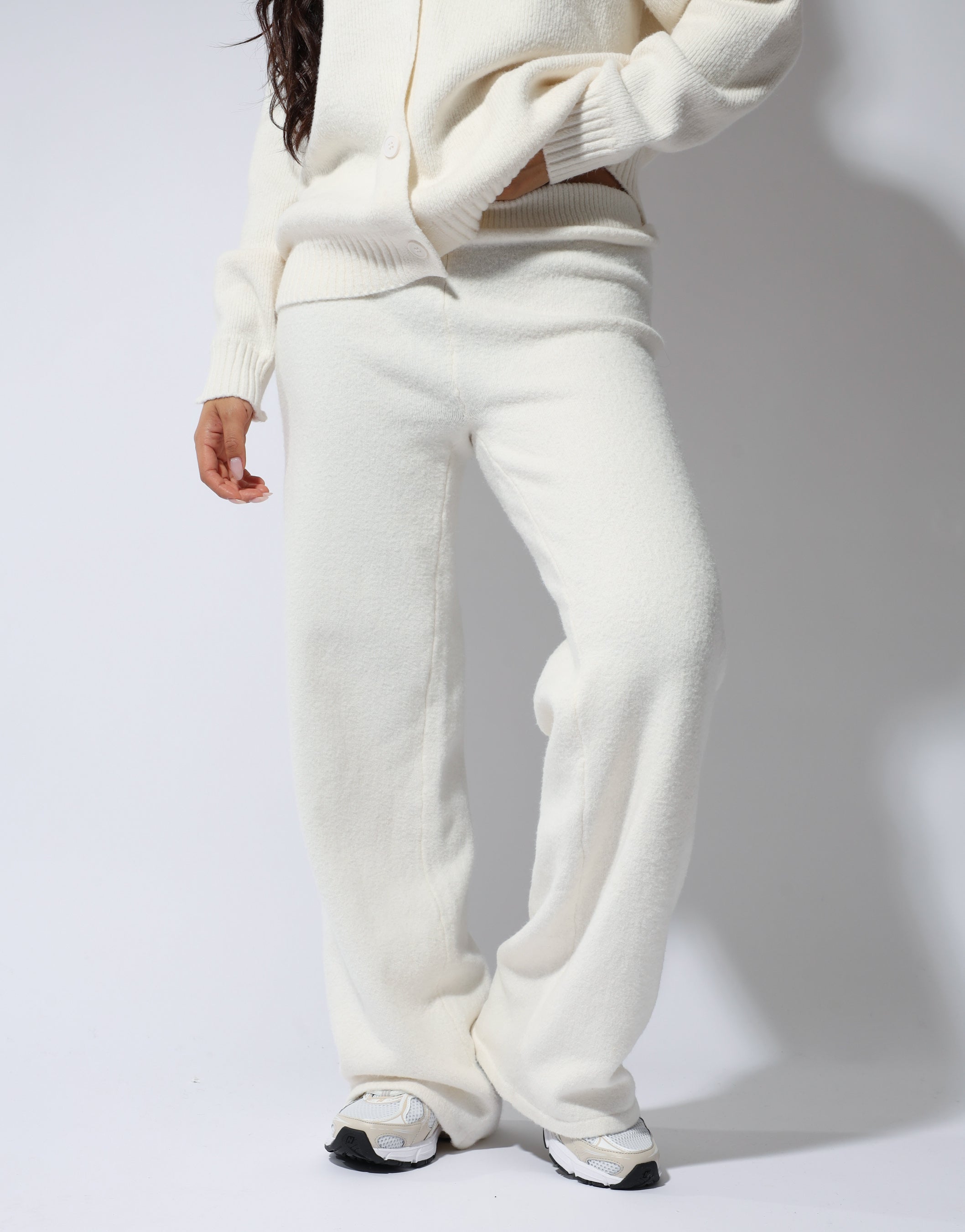 Eve simmi studios soft touch wide leg trousers in cream | SIMMI London