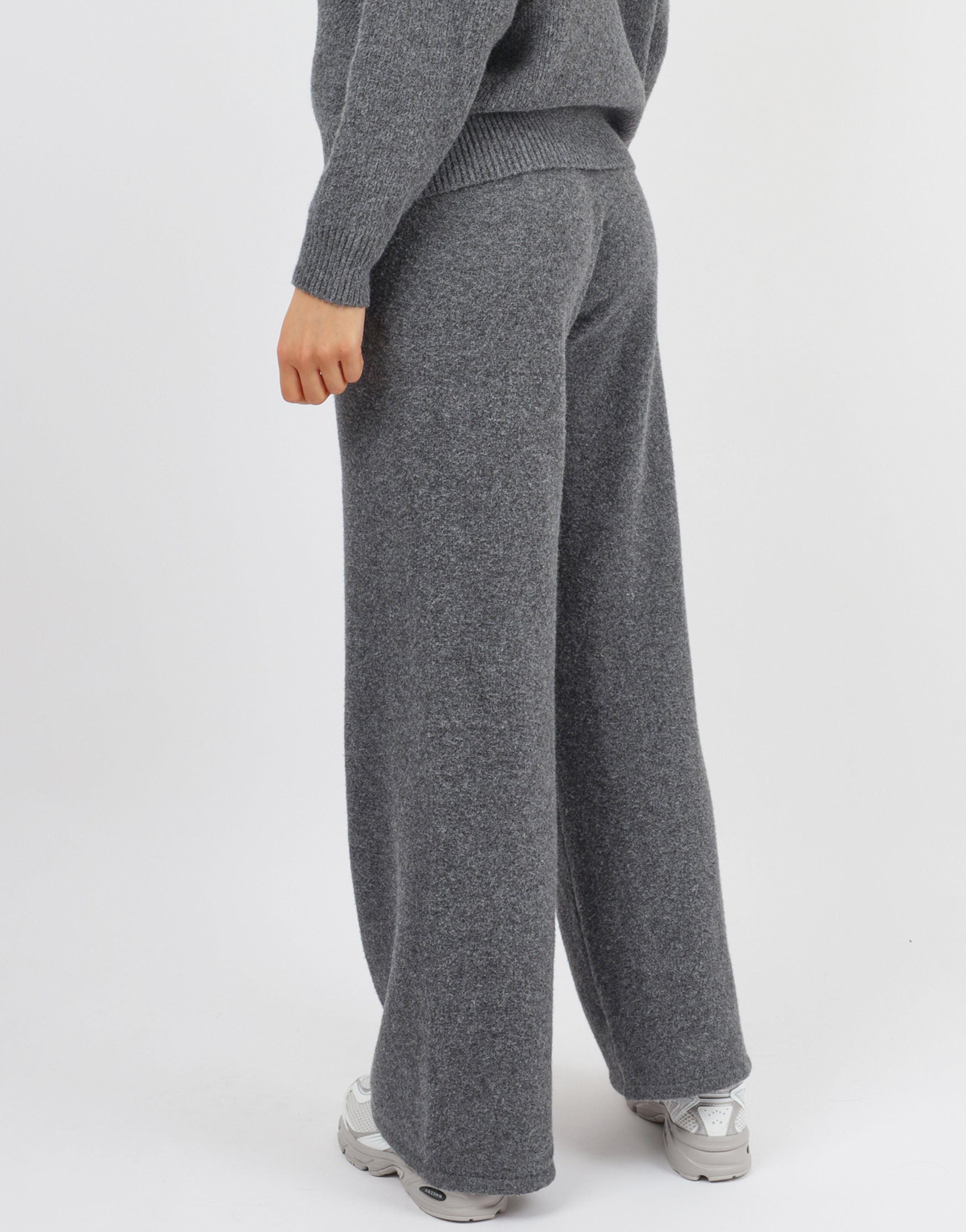 Eve Simmi studios soft touch wide leg trousers in dark grey | SIMMI London