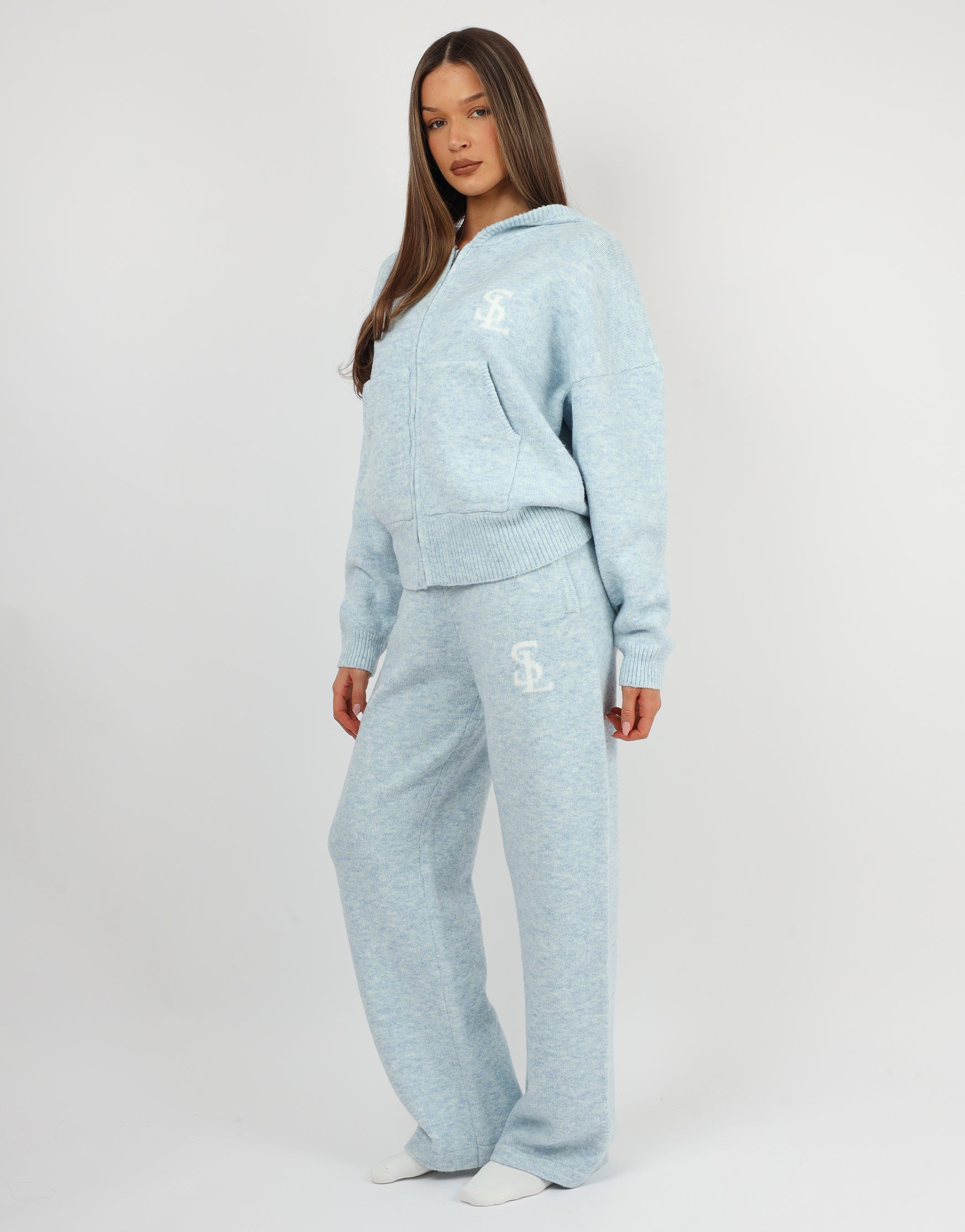 Romy Simmi Studios Chunky Knit Hoodie In Blue | SIMMI London