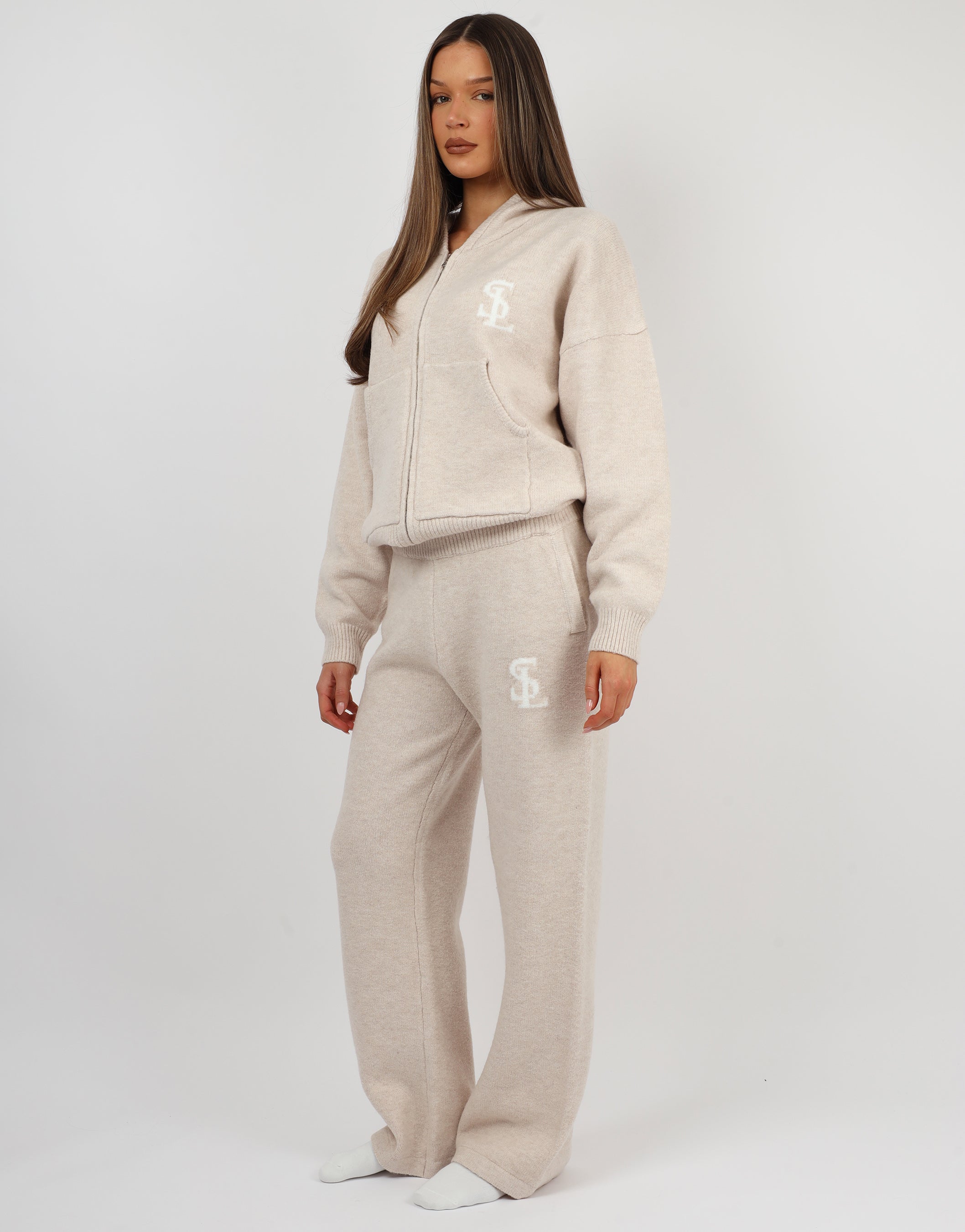 Romy Simmi Studios Chunky Knit Hoodie In Cream | SIMMI London