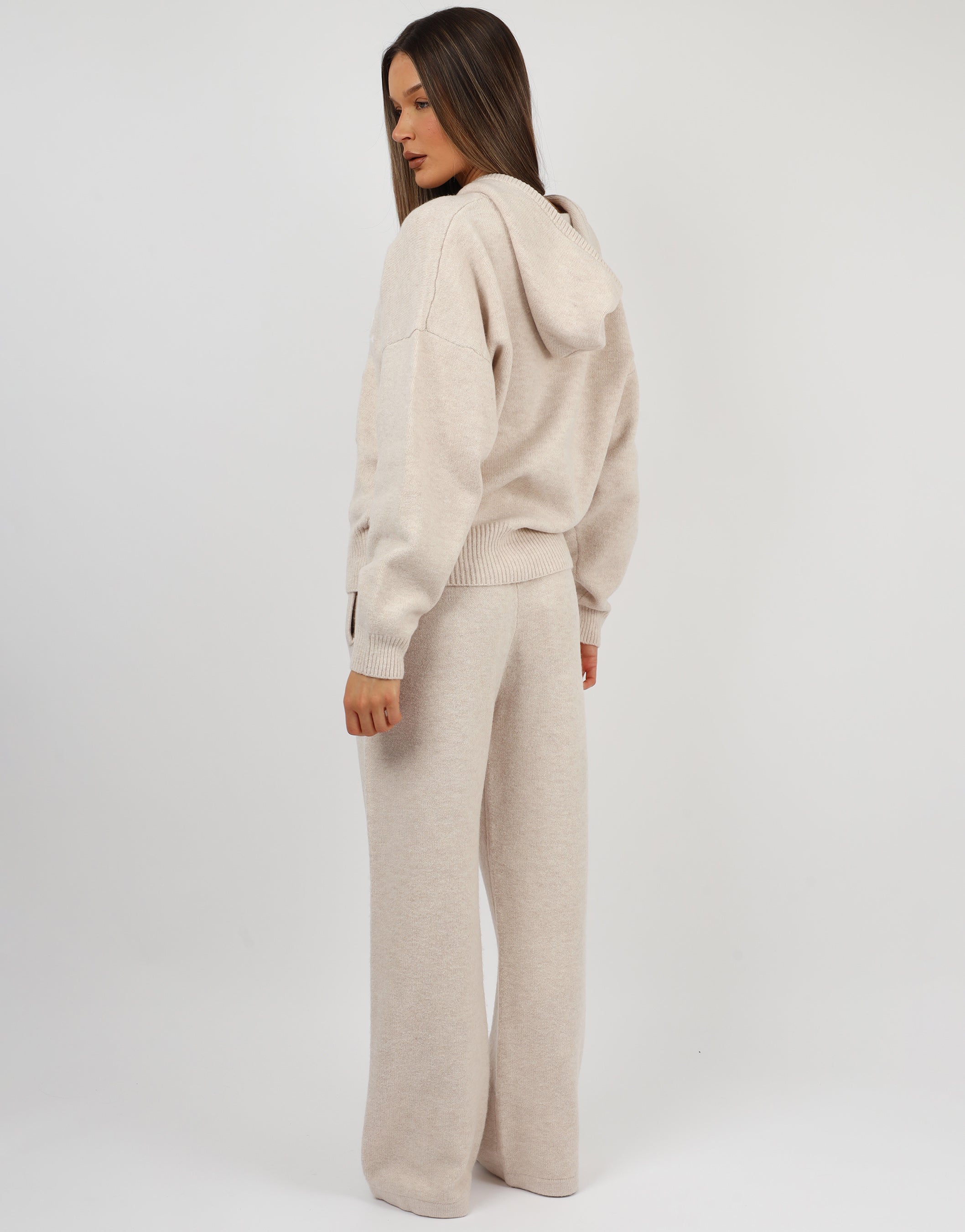 Romy Simmi Studios Chunky Knit Hoodie In Cream | SIMMI London